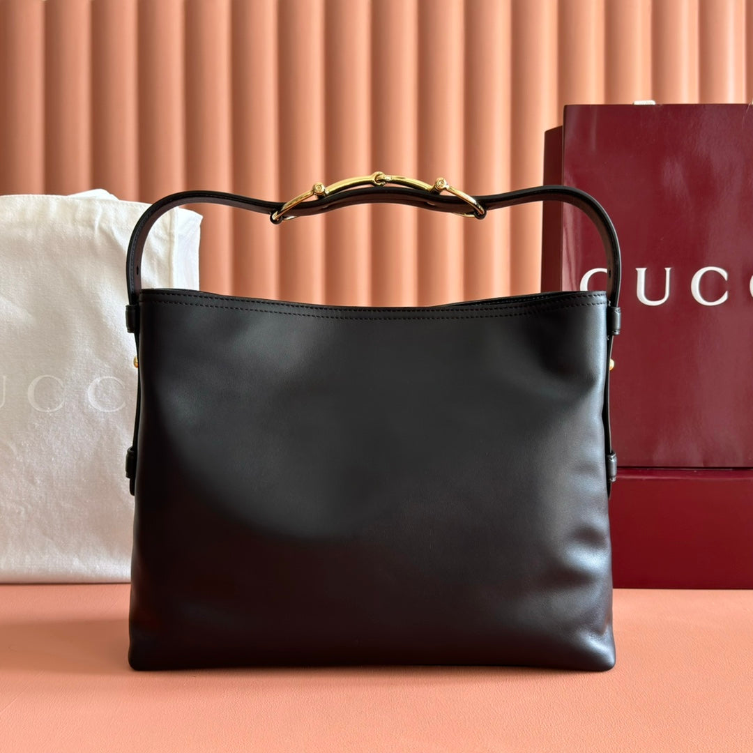 GG Beatrix Large Tote Bag Black Smooth Leather GHW 272128