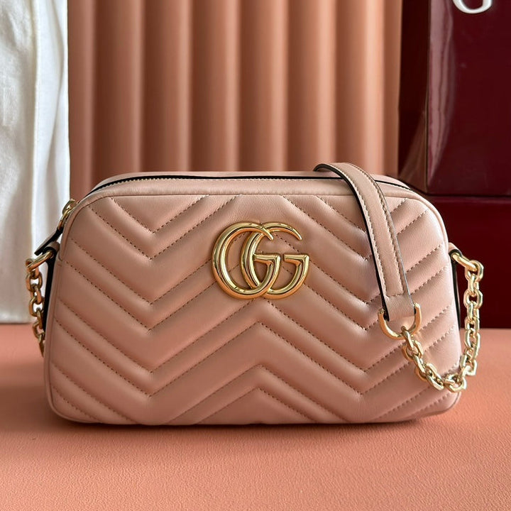 GG 2025 Marmont Bag 24cm Pink Gold Lambskin 273725