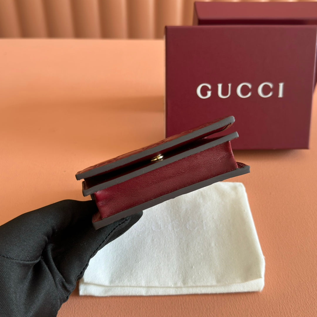 GG Emblem Small Wallet Burgundy Cowhide