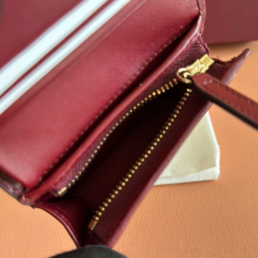 GG Emblem Small Wallet Burgundy Cowhide