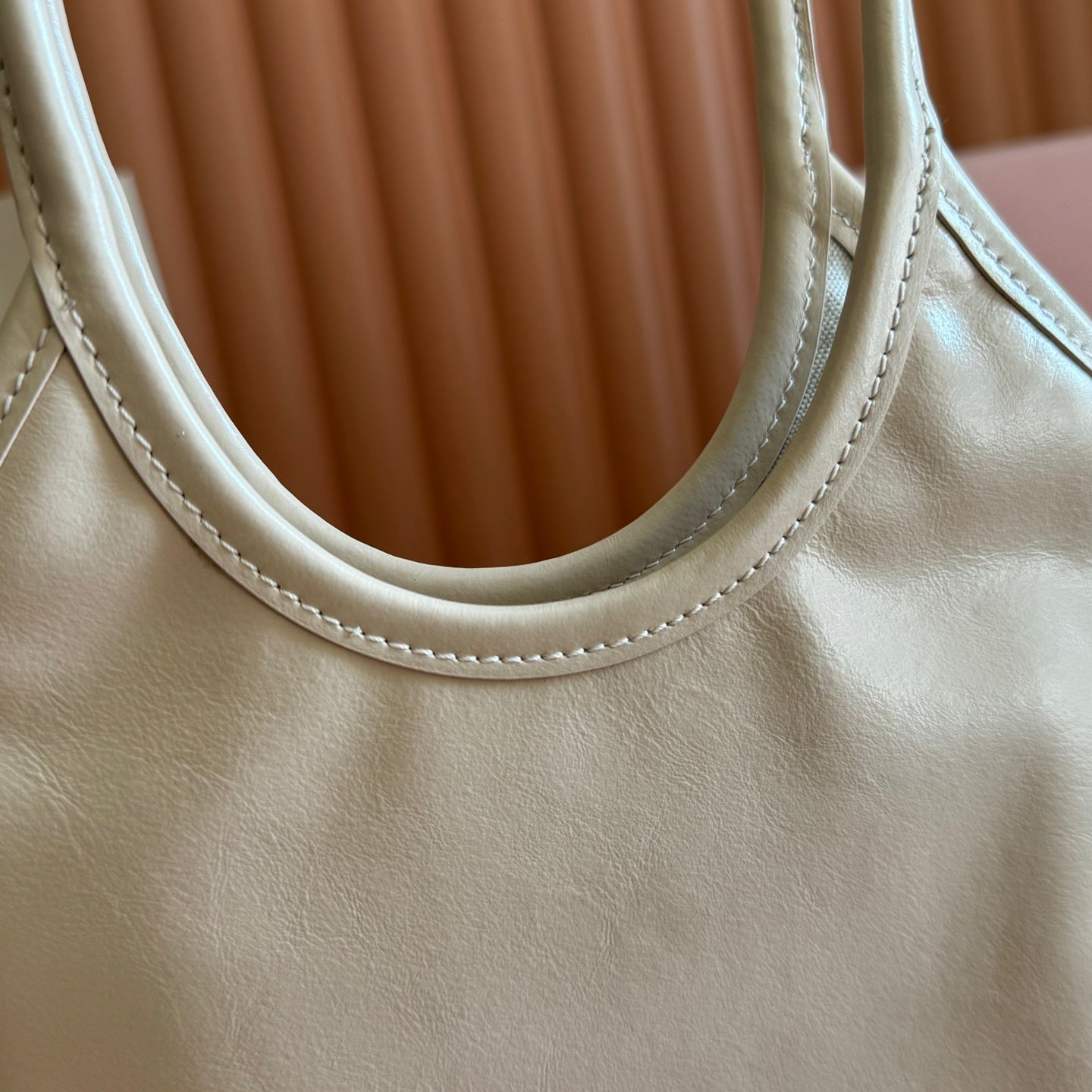 Miu IVY Handbag Light Beige Leather 280984