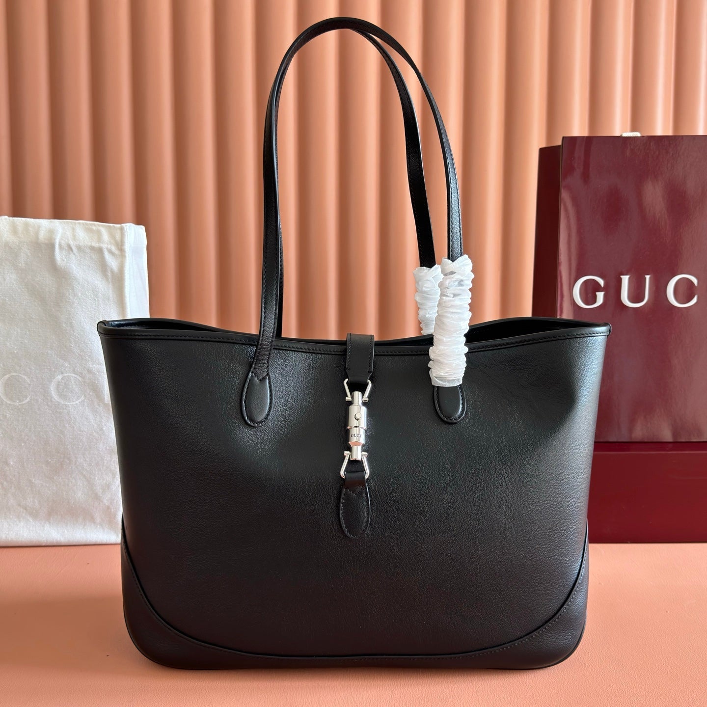 GG Jackie Medium Tote Bag Black Lambskin