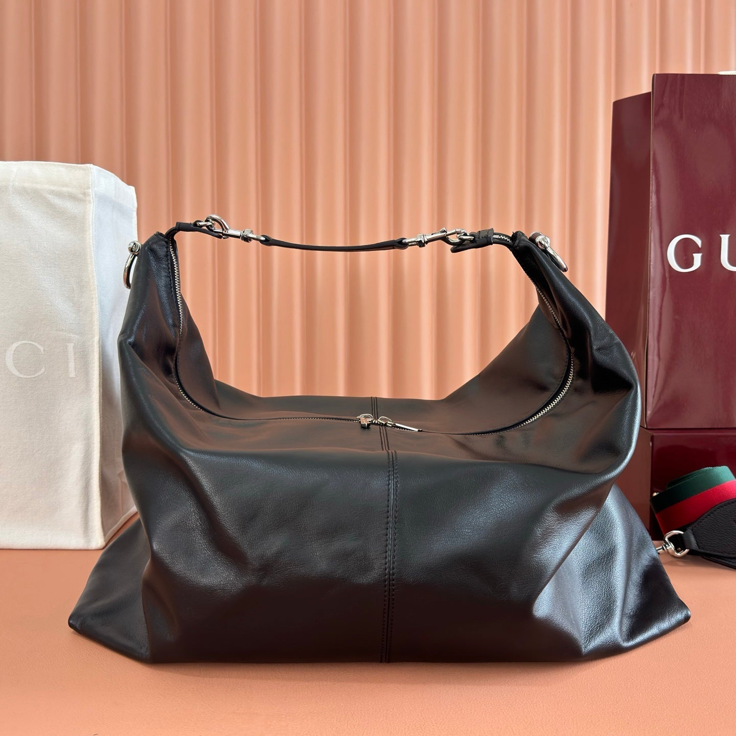GG Brera Large Crossbody Bag Black Lambskin