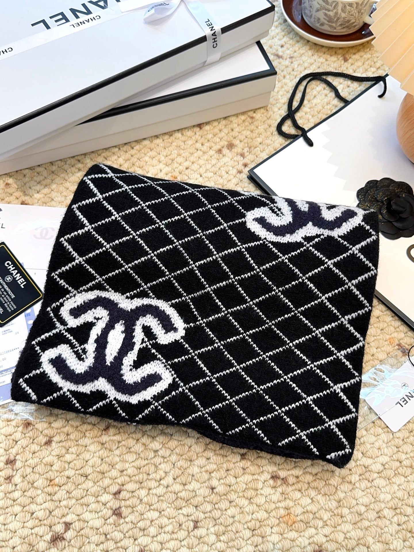 CC 25 Scarf 190cm Black Wool 968578