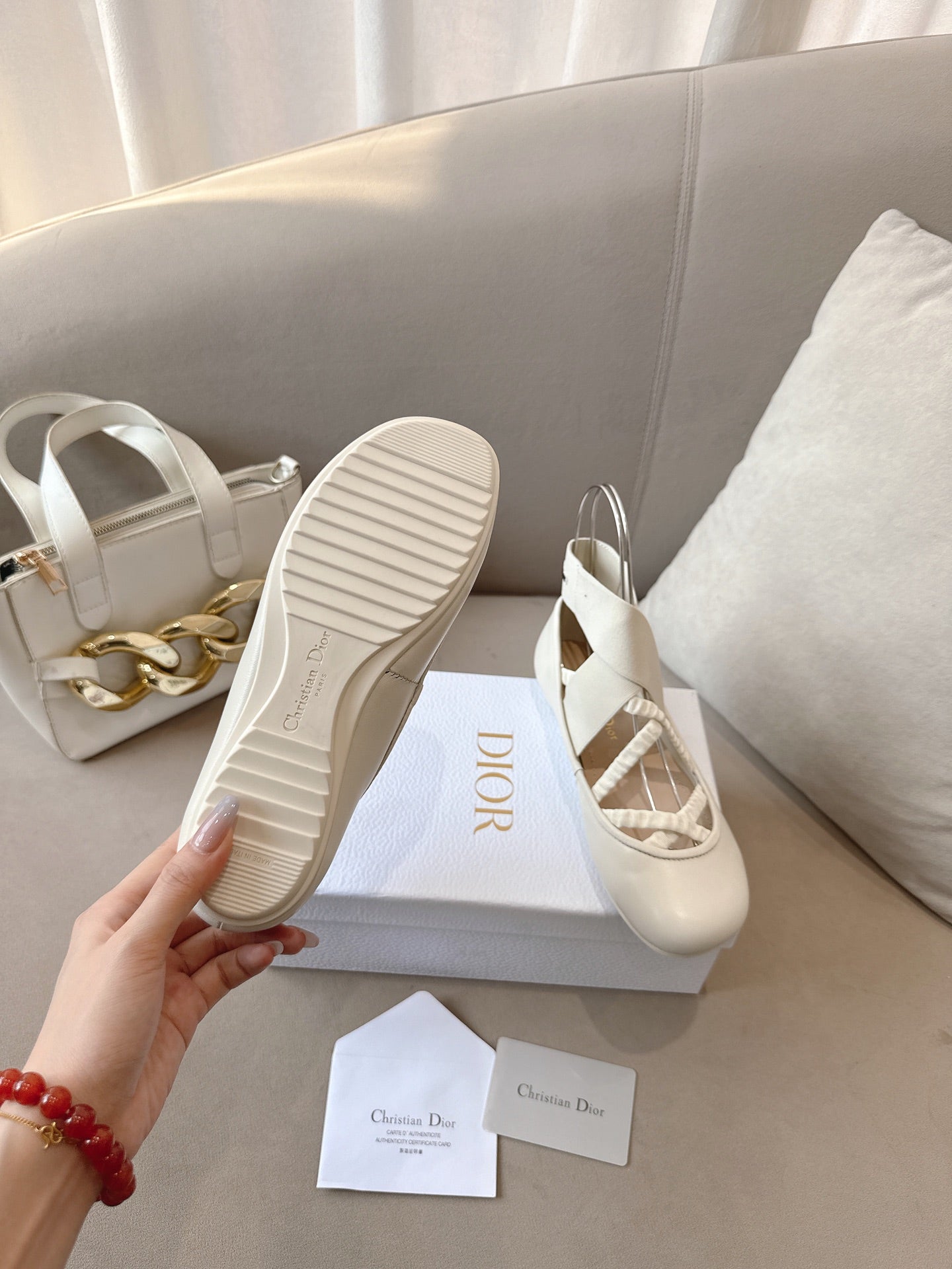 CD 26s Shade Ballet Flats Cream Satin 939598