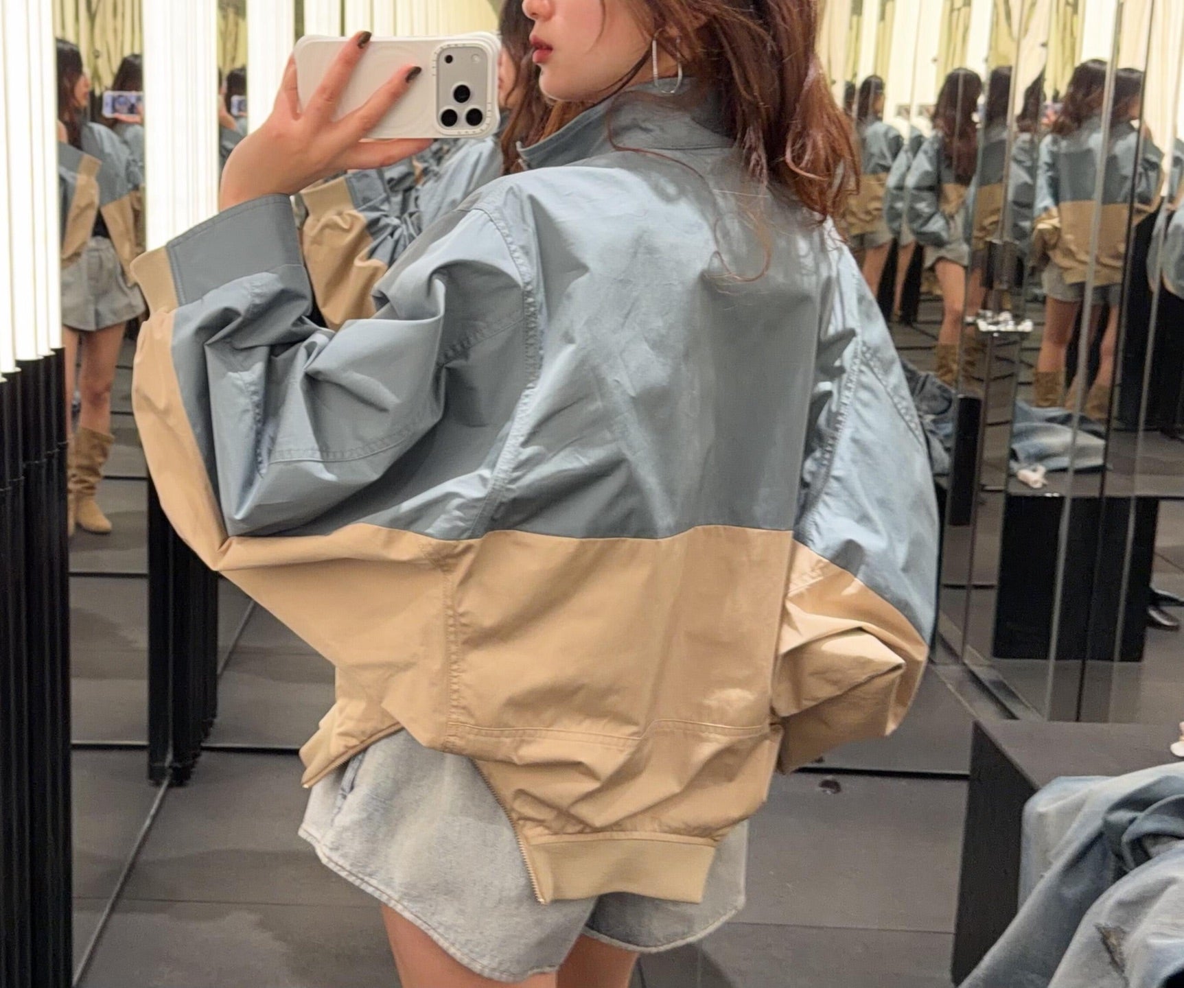 MM6 Colourblock Jacket Blue Beige Cotton 340069