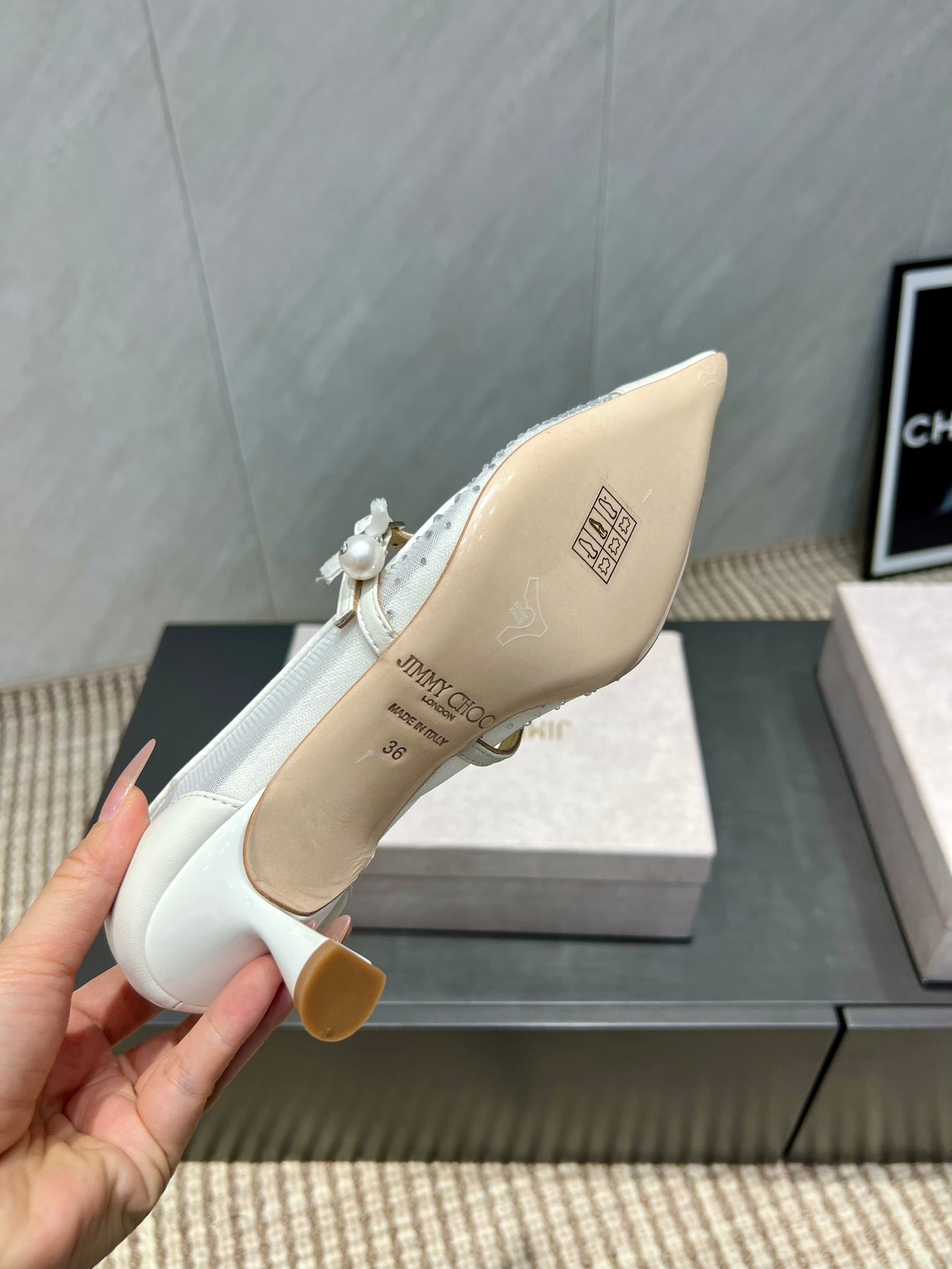 Jimmy Choo Aren Pump High Heels 65mm Cream Crystal Mesh 540678