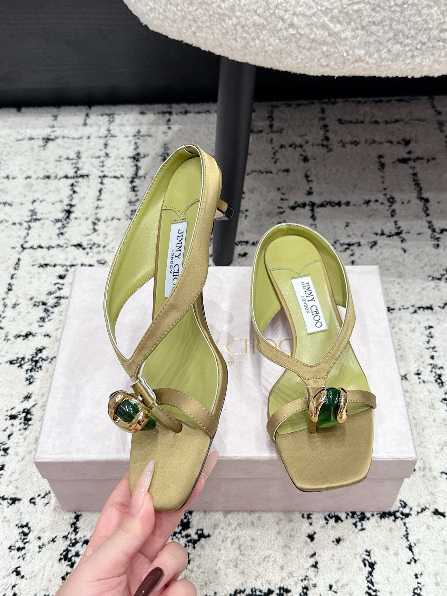 JC Emeri 35mm Sandals Olive Satin 880815