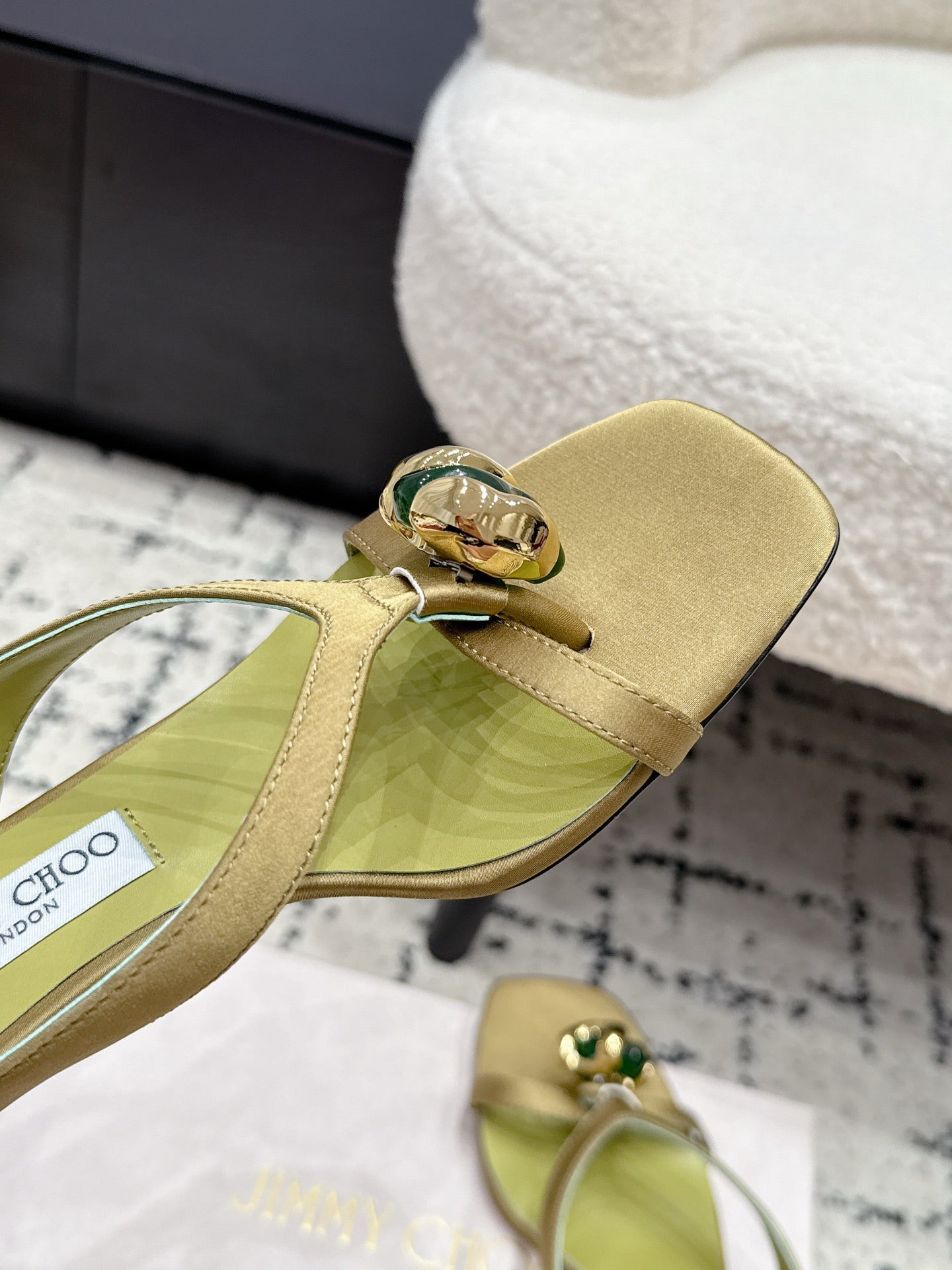 JC Emeri 35mm Sandals Olive Satin 880815