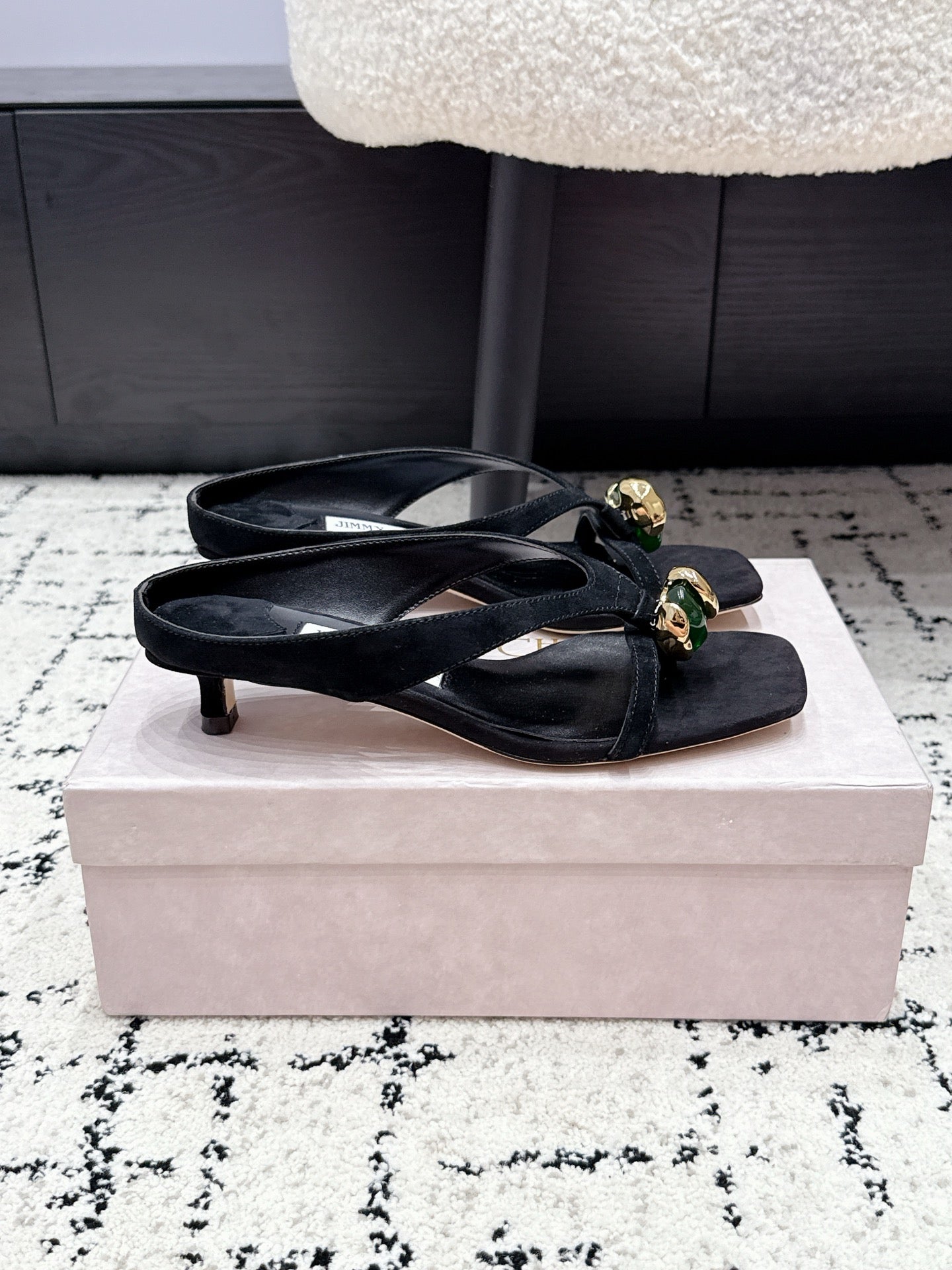JC Emeri 35mm Sandals Black Suede 880816