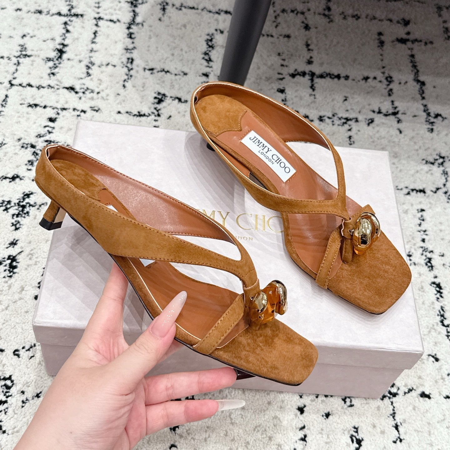 JC Emeri 35mm Sandals Tan Brown Suede 880817