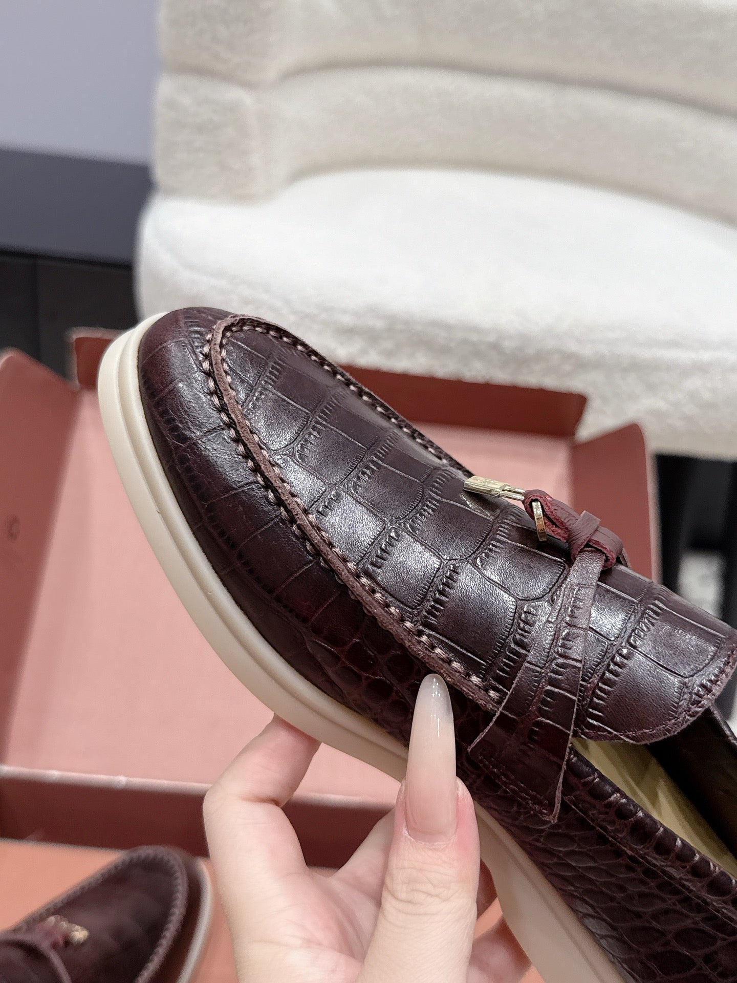 LP Summer Charms Walk Loafers Deep Burgundy Alligator Leather 923389