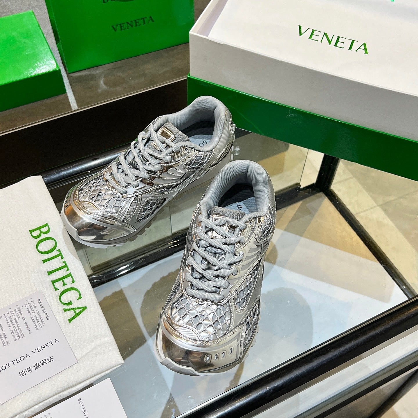 BV 26s Orbit Flash Sneaker Full Sliver Mesh Leather 735926