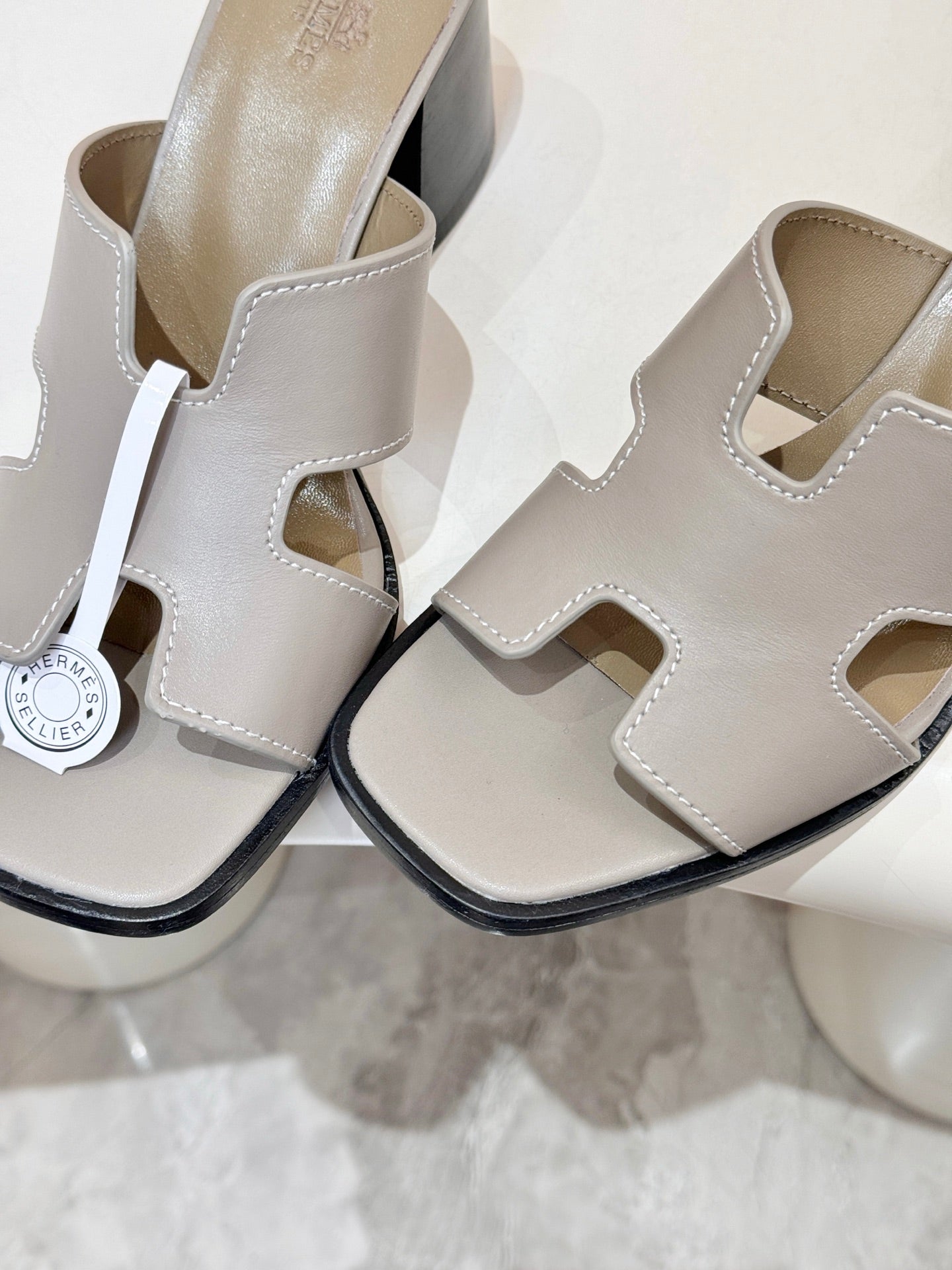 HM 26s Helia Sandal 70mm In Taupe Beige Calfskin