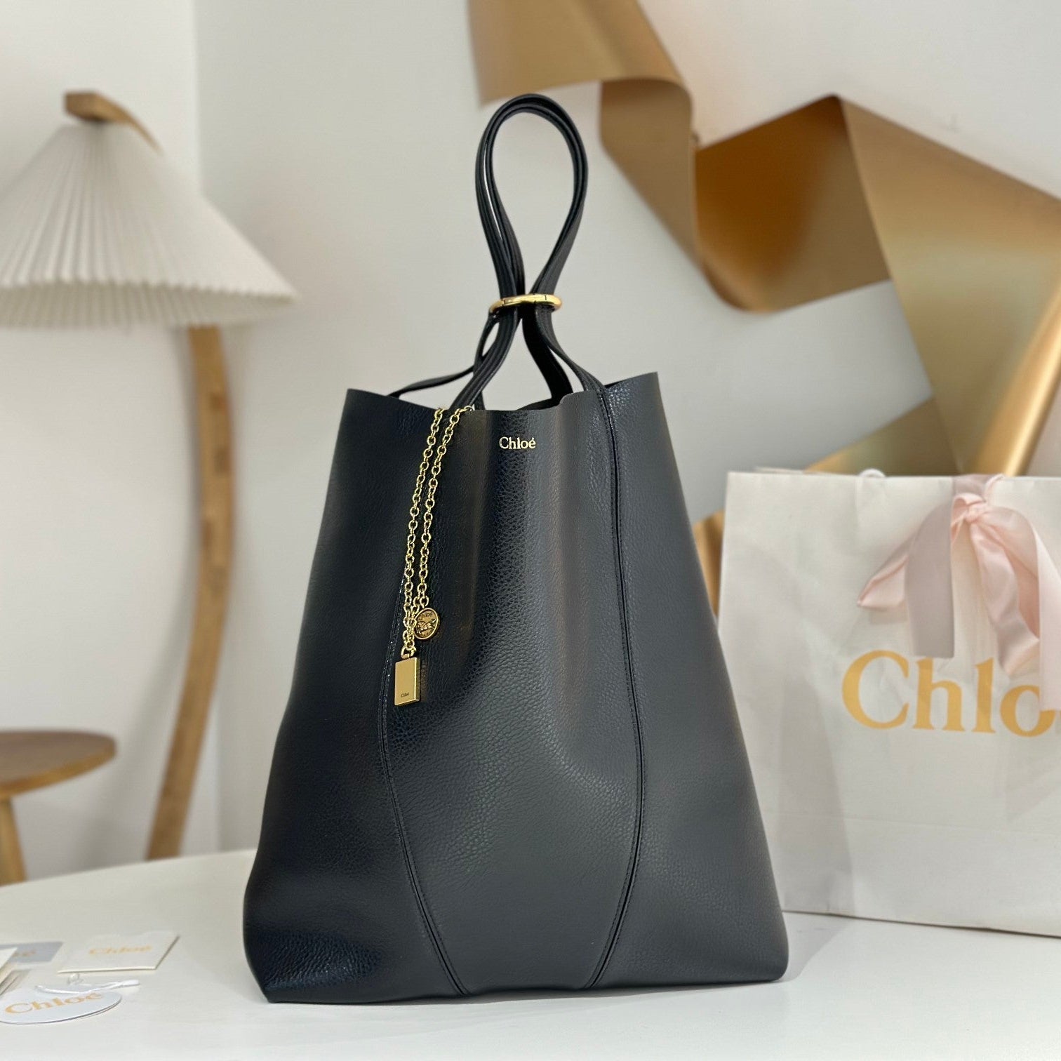 Chloe Spin Large Bag 35cm Black Calfskin
