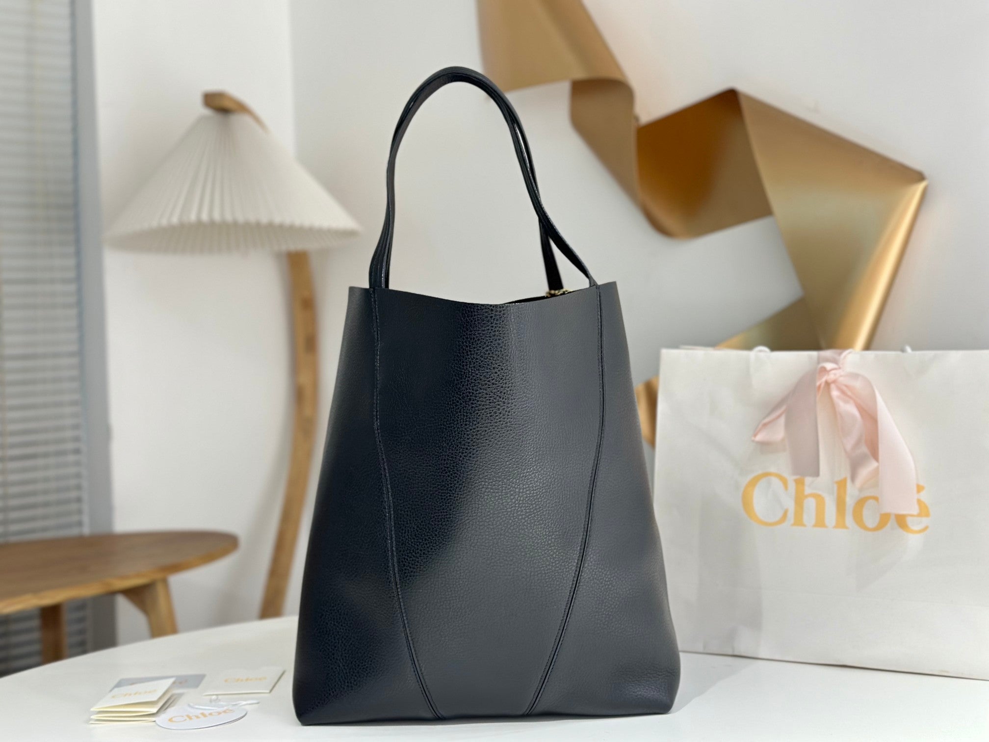 Chloe Spin Large Bag 35cm Black Calfskin