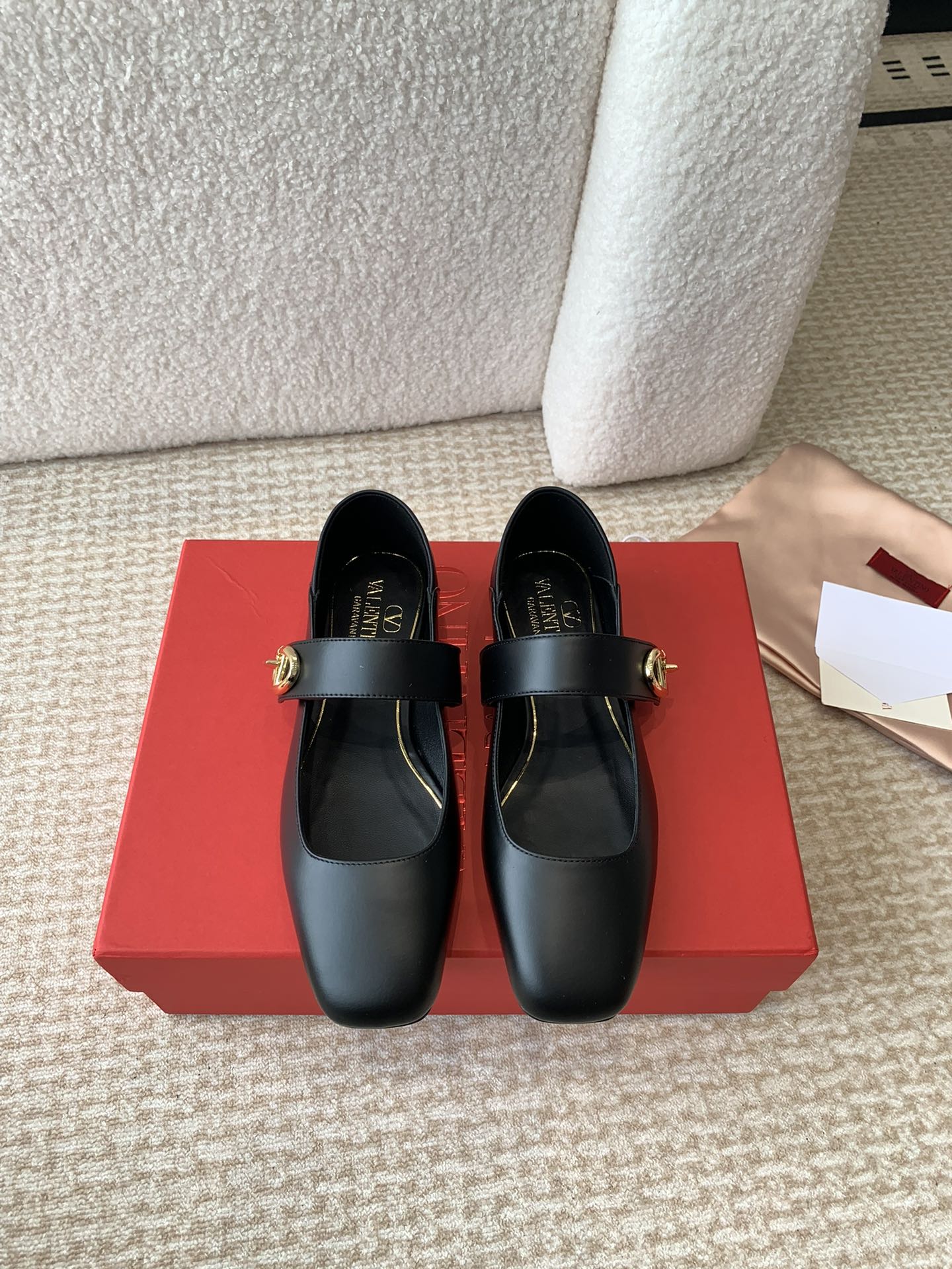 Valentino Locker Mary-Jane Ballerina In Black Calfskin