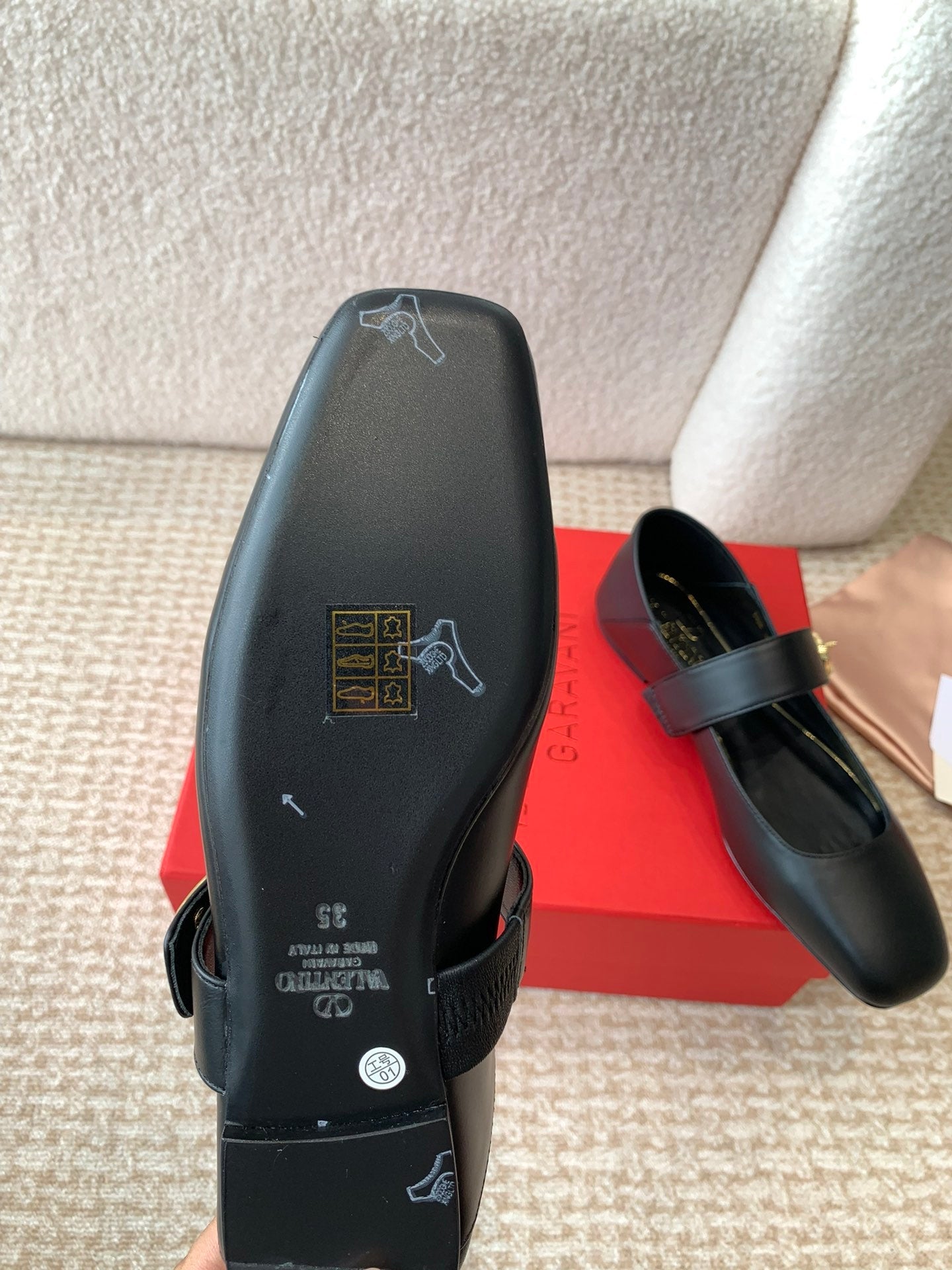 Valentino Locker Mary-Jane Ballerina In Black Calfskin