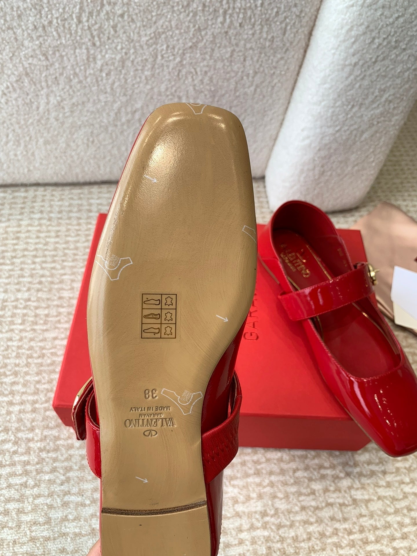 Valentino Locker Mary-Jane Ballerina In Crimson Red Calfskin