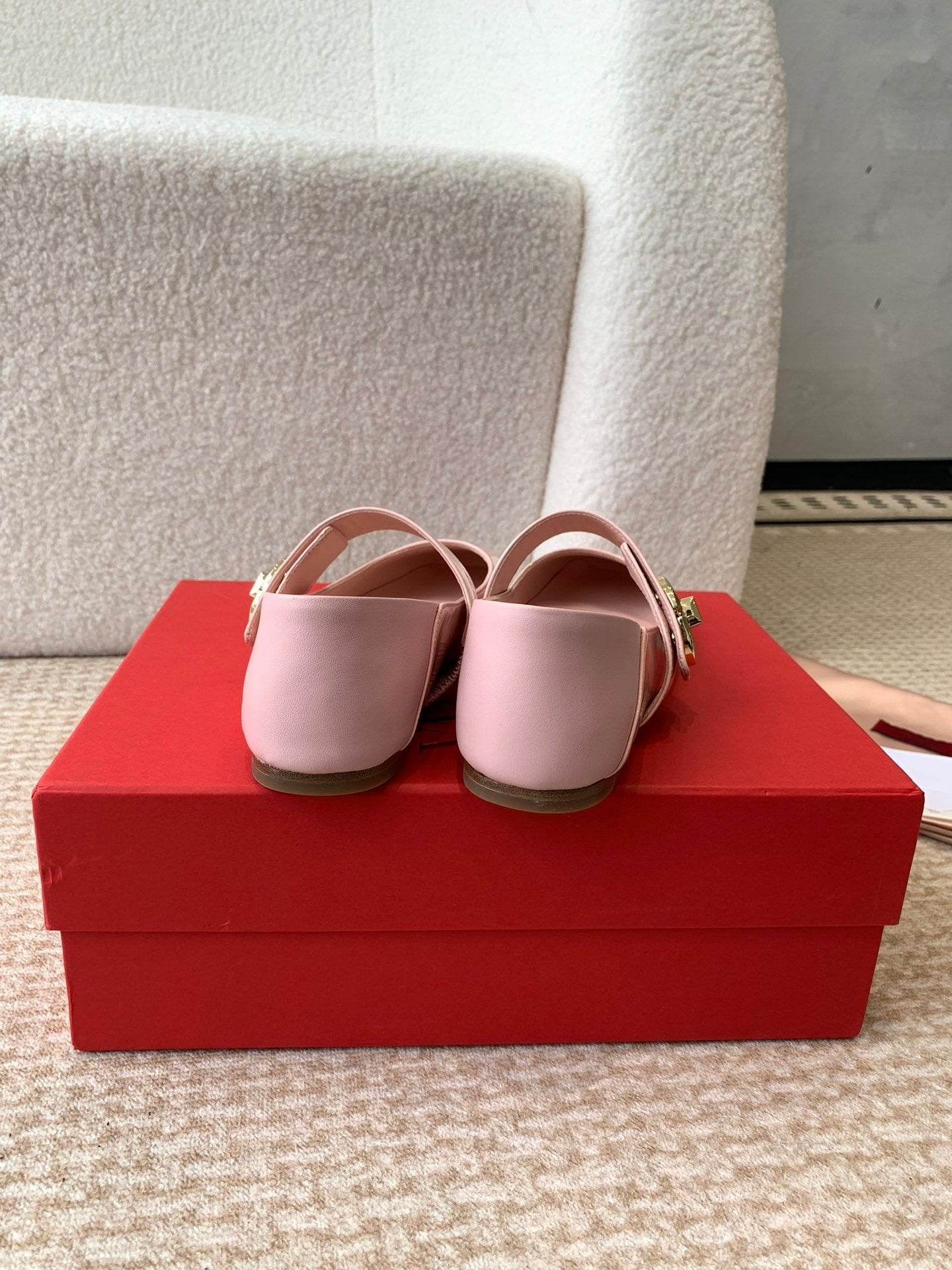 Valentino Locker Mary-Jane Ballerina In Pink Calfskin