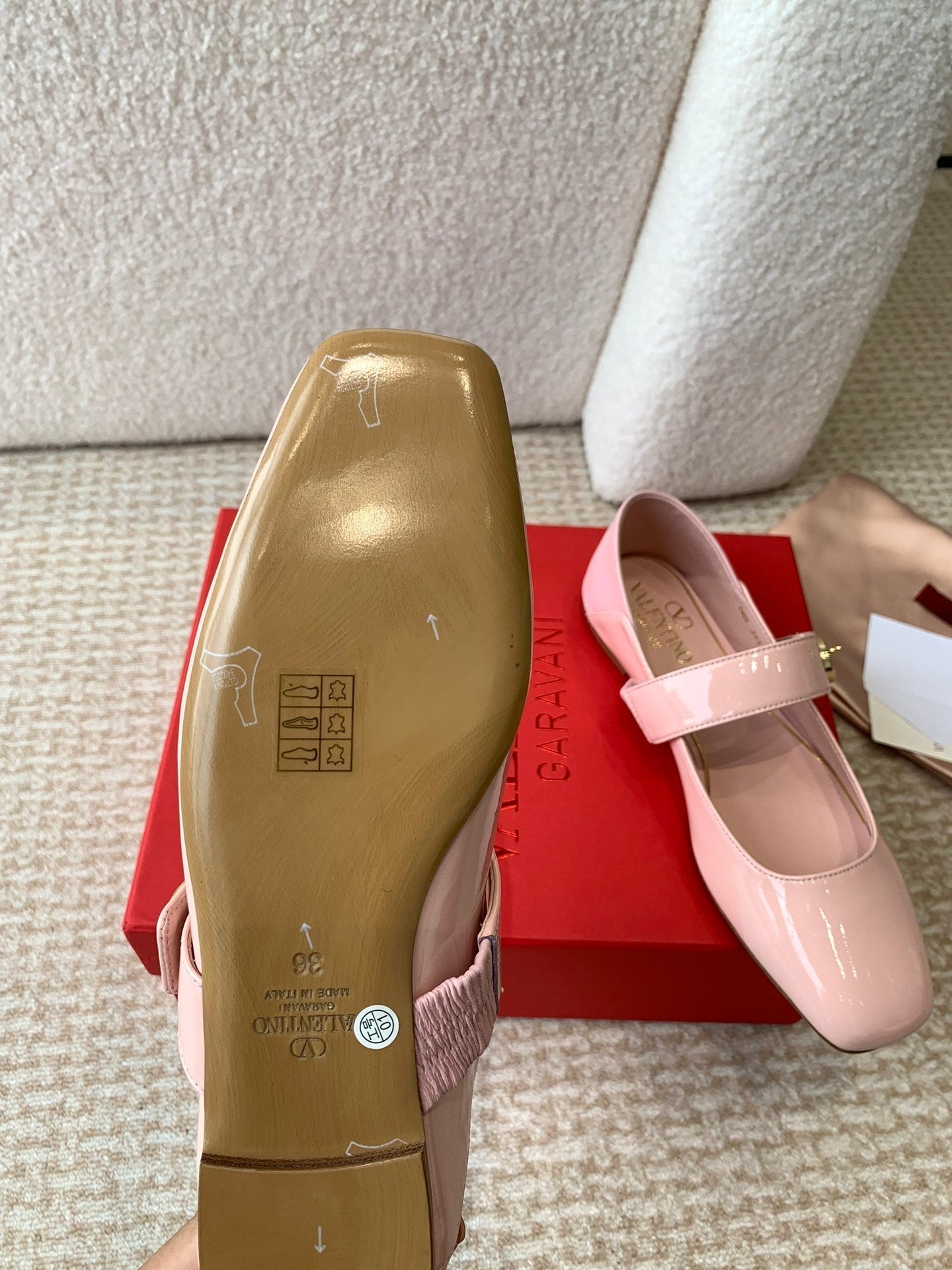 Valentino Locker Mary-Jane Ballerina In Pink Calfskin
