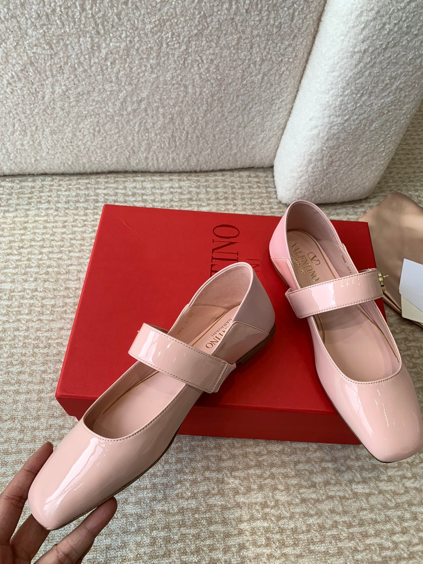 Valentino Locker Mary-Jane Ballerina In Pink Calfskin