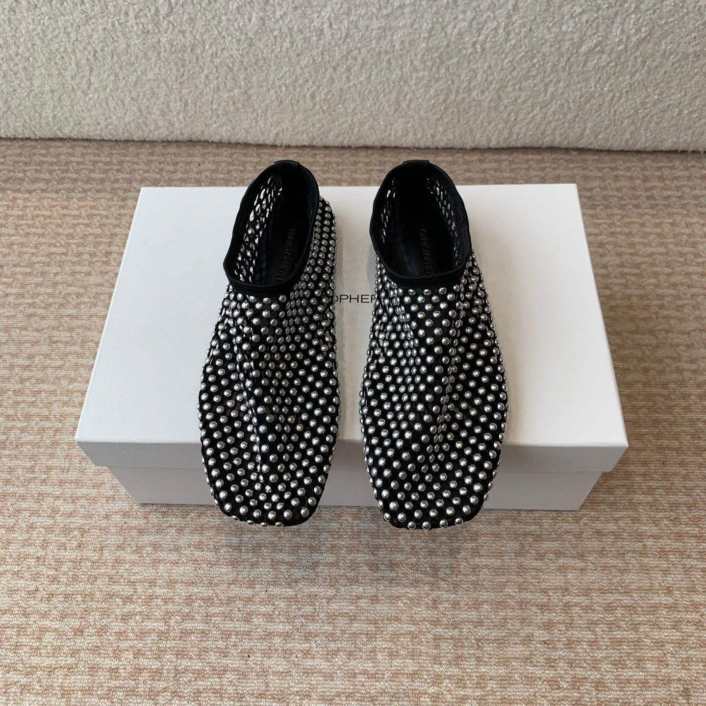 CL 25 Ballet Flats Black Silver Mesh Hot Diamond 345530