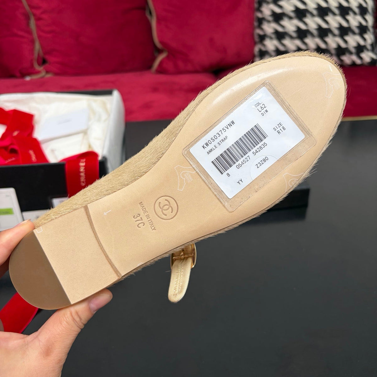Chanel 26S Shoes Mary Jane Beige Pony Hair 189088