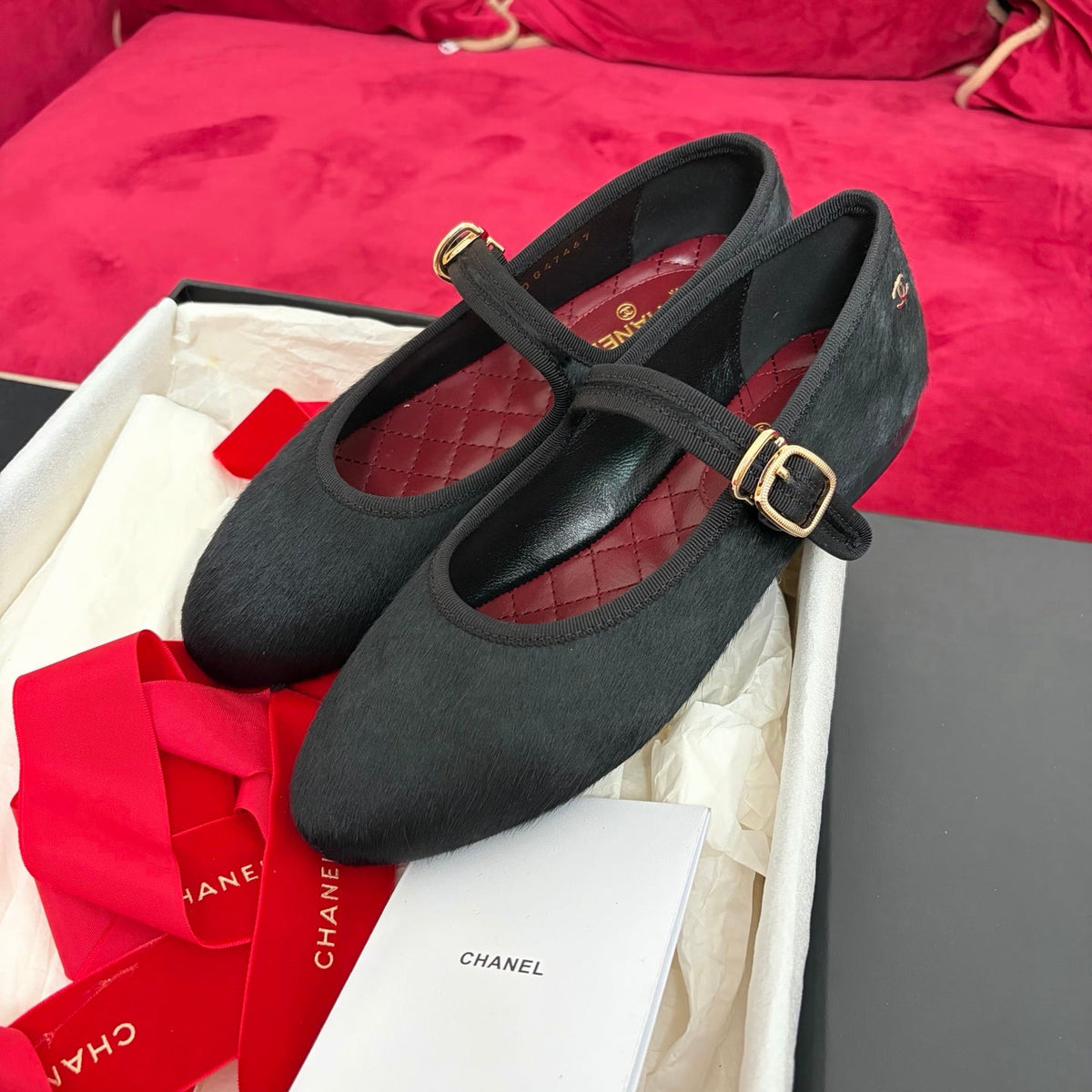 Chanel 26s Shoes Mary Jane Black Pony Hair 189090