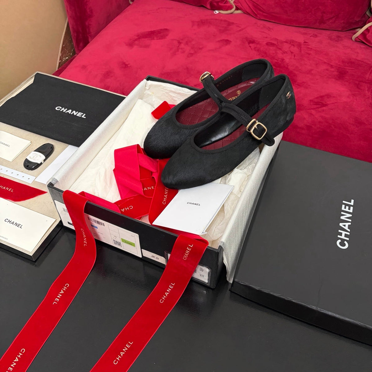 Chanel 26s Shoes Mary Jane Black Pony Hair 189090