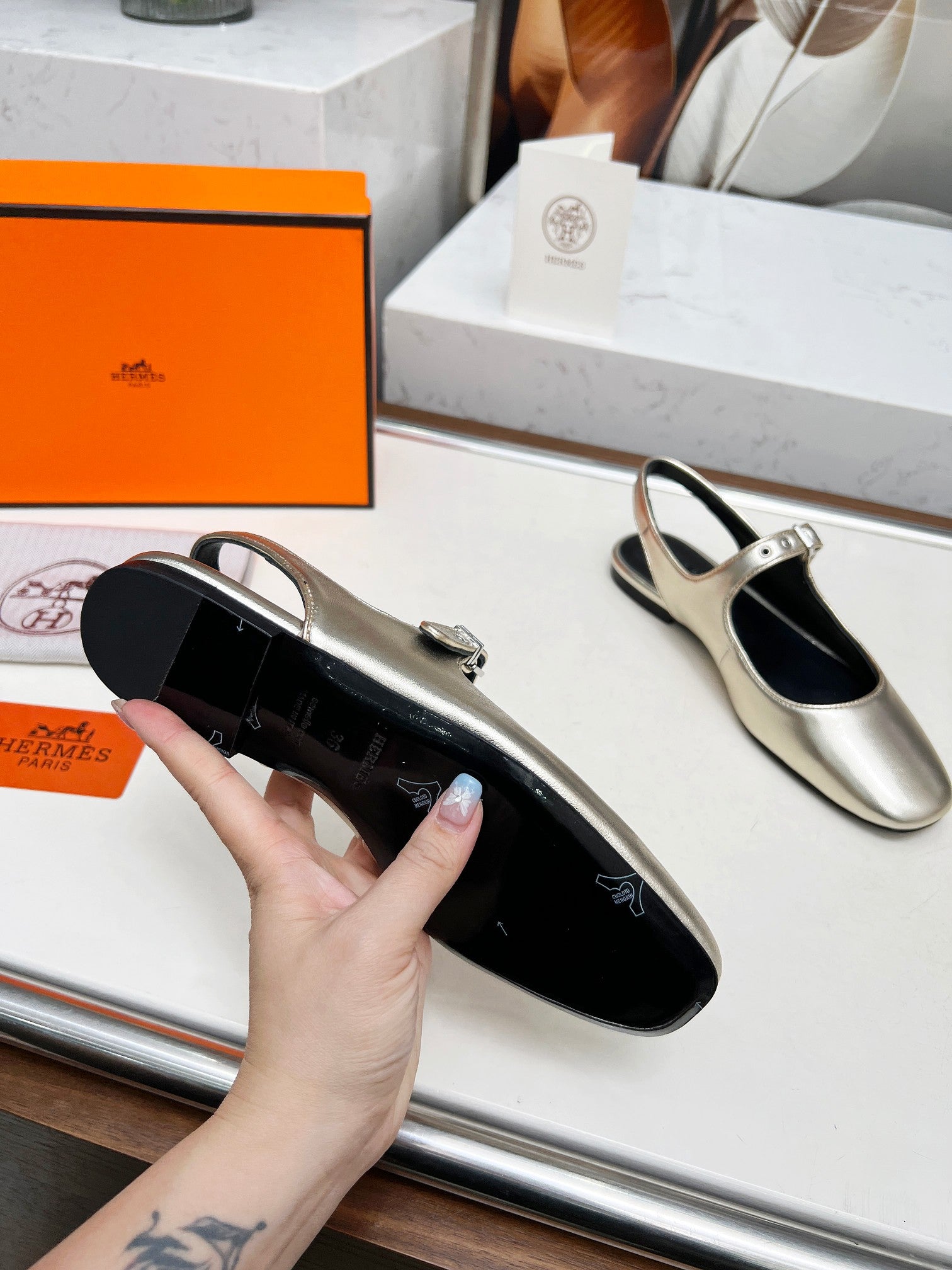 Kleo Slingback Gold Lambskin 214071