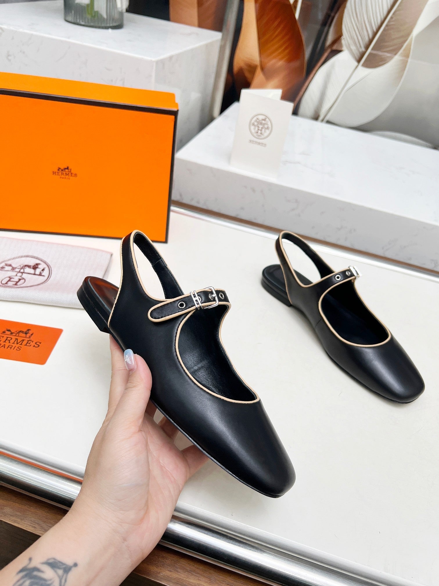 Kleo Slingback Black Lambskin 214069