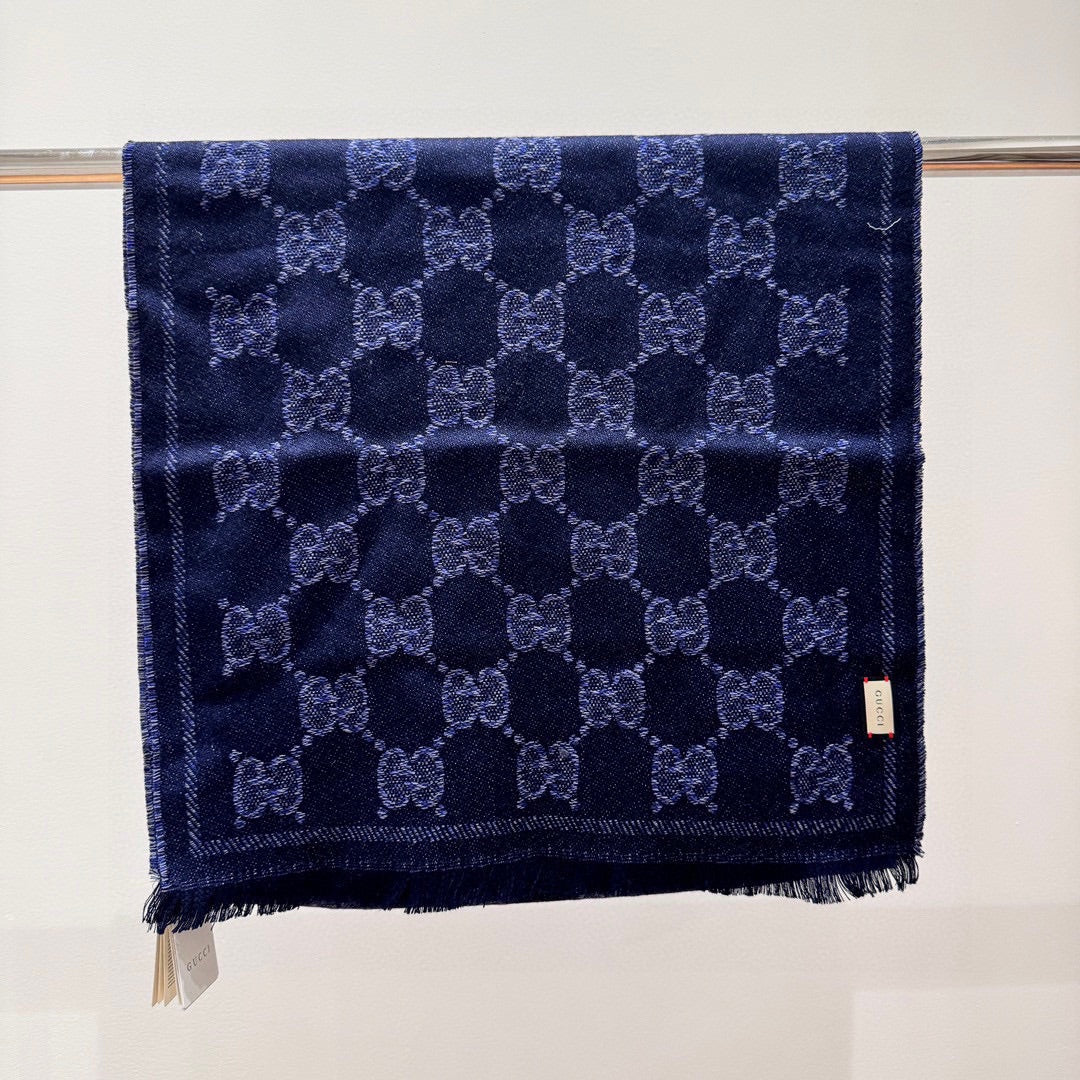 SCARF 195 CM IN NAVY BLUE WOOL 399808