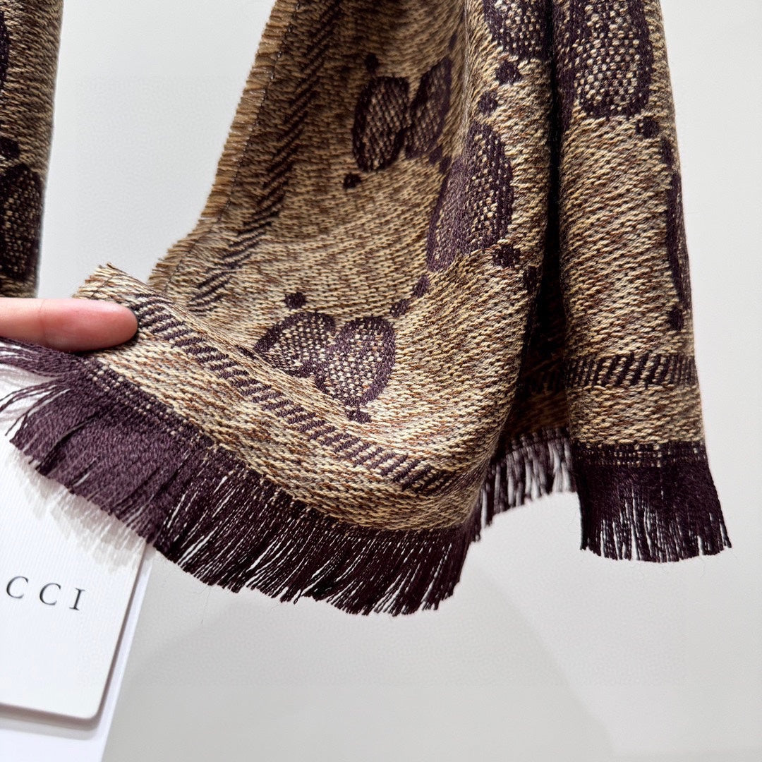 SCARF 195 CM IN CHESTNUT BROWN WOOL 399809
