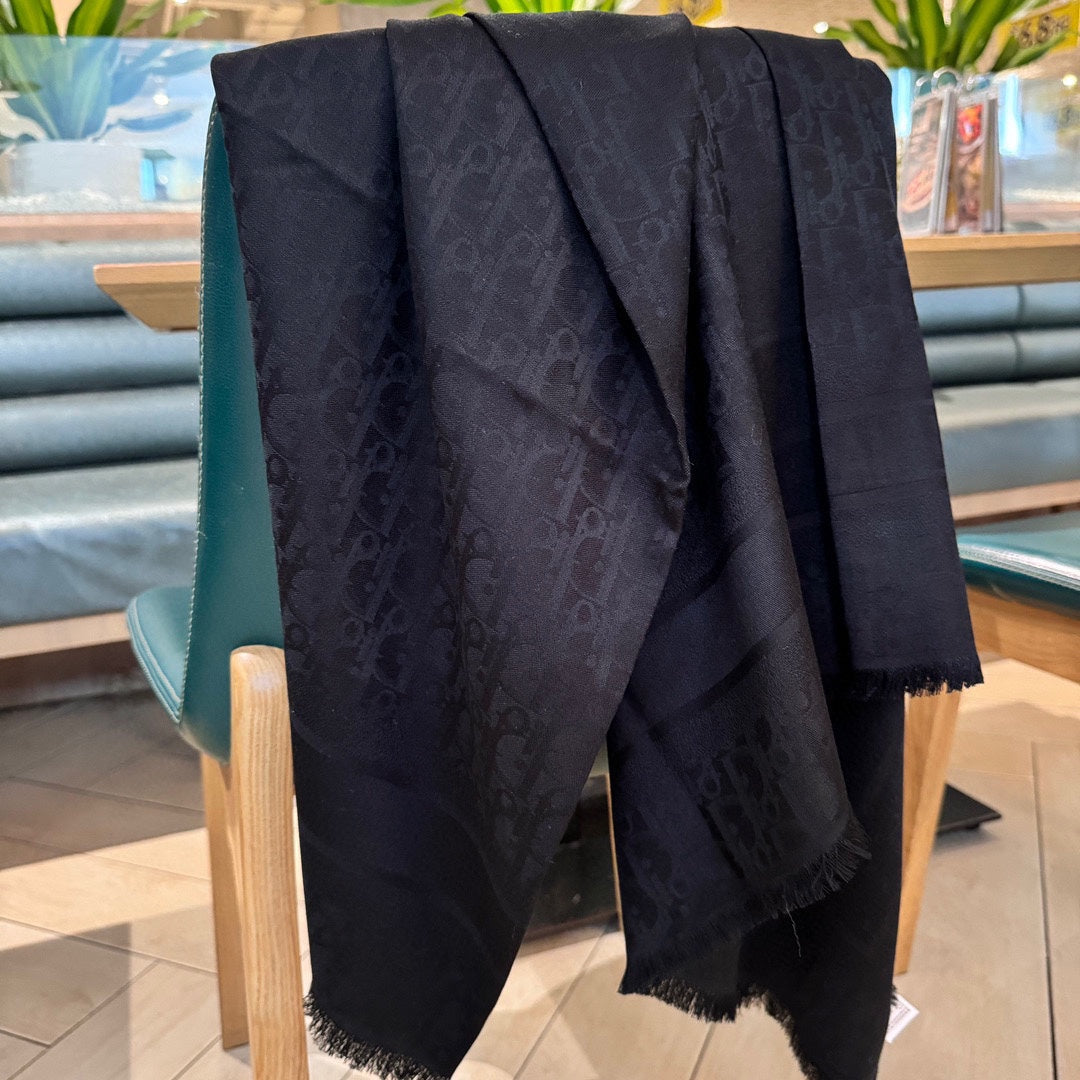 SQUARE SCARF 140 CM IN AEGEAN BLACK WOOL AND SILK 415449