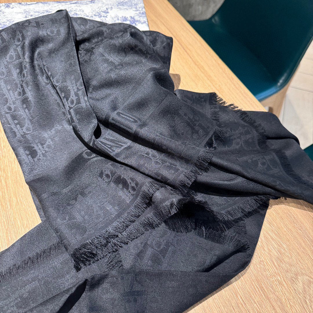 SQUARE SCARF 140 CM IN AEGEAN BLACK WOOL AND SILK 415449