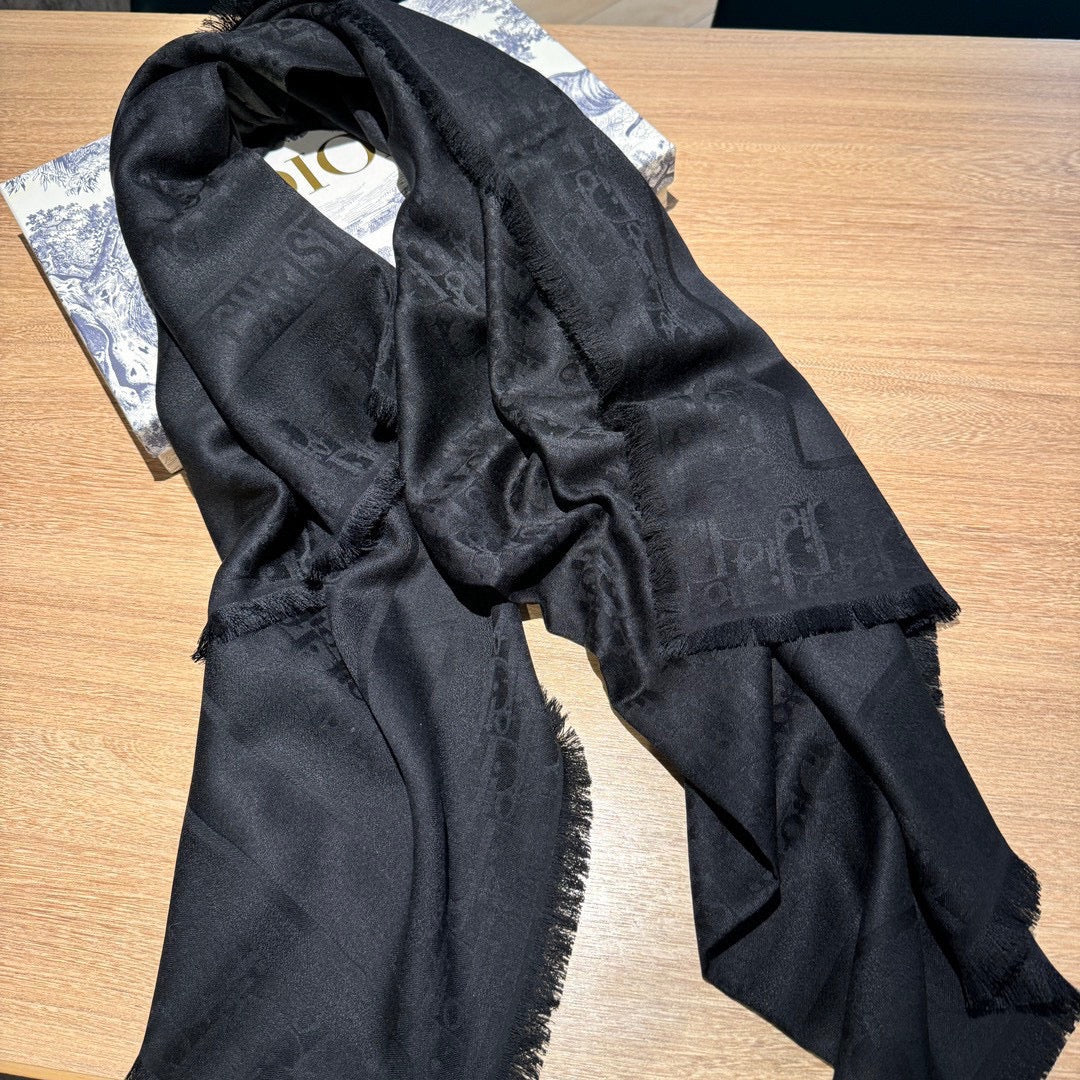 SQUARE SCARF 140 CM IN AEGEAN BLACK WOOL AND SILK 415449