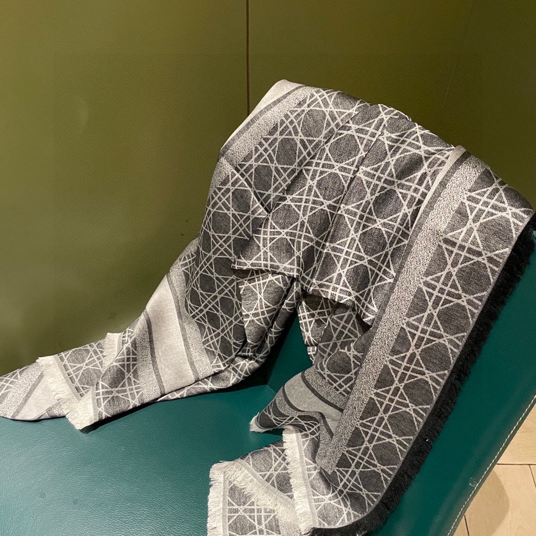 SQUARE SCARF 140 CM IN BLACK MIX WHITE WOOL AND SILK 415454