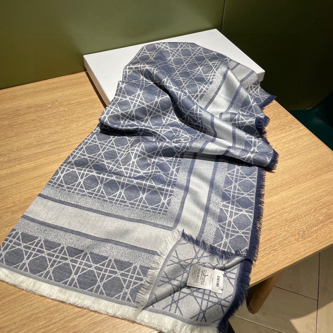 SQUARE SCARF 140 CM IN AEGEAN BLUE MIX WHITE WOOL AND SILK 415455