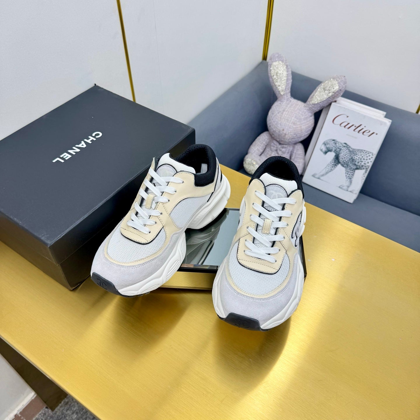 CC 26s Chunky Sneakers Grey Beige Black Suede 927334
