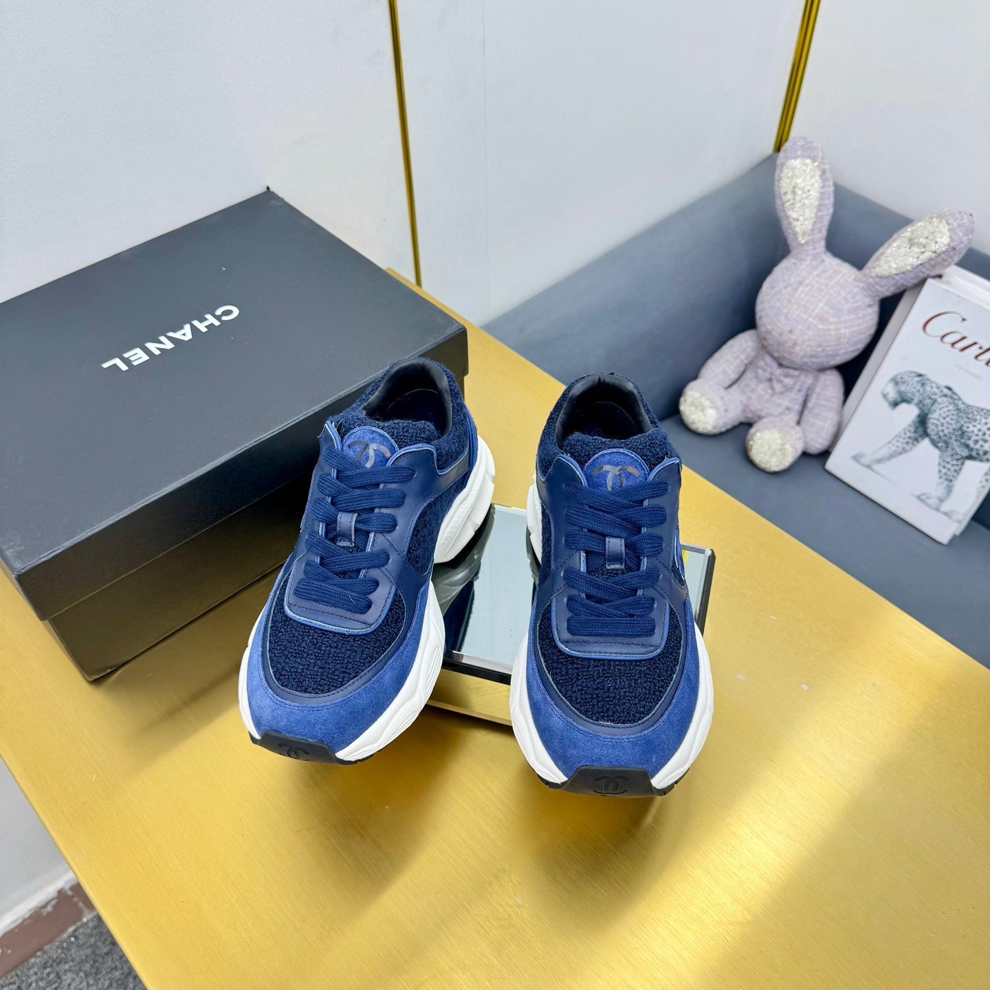 CC 26s Chunky Sneakers Dark Blue Calfskin Tweed 927327