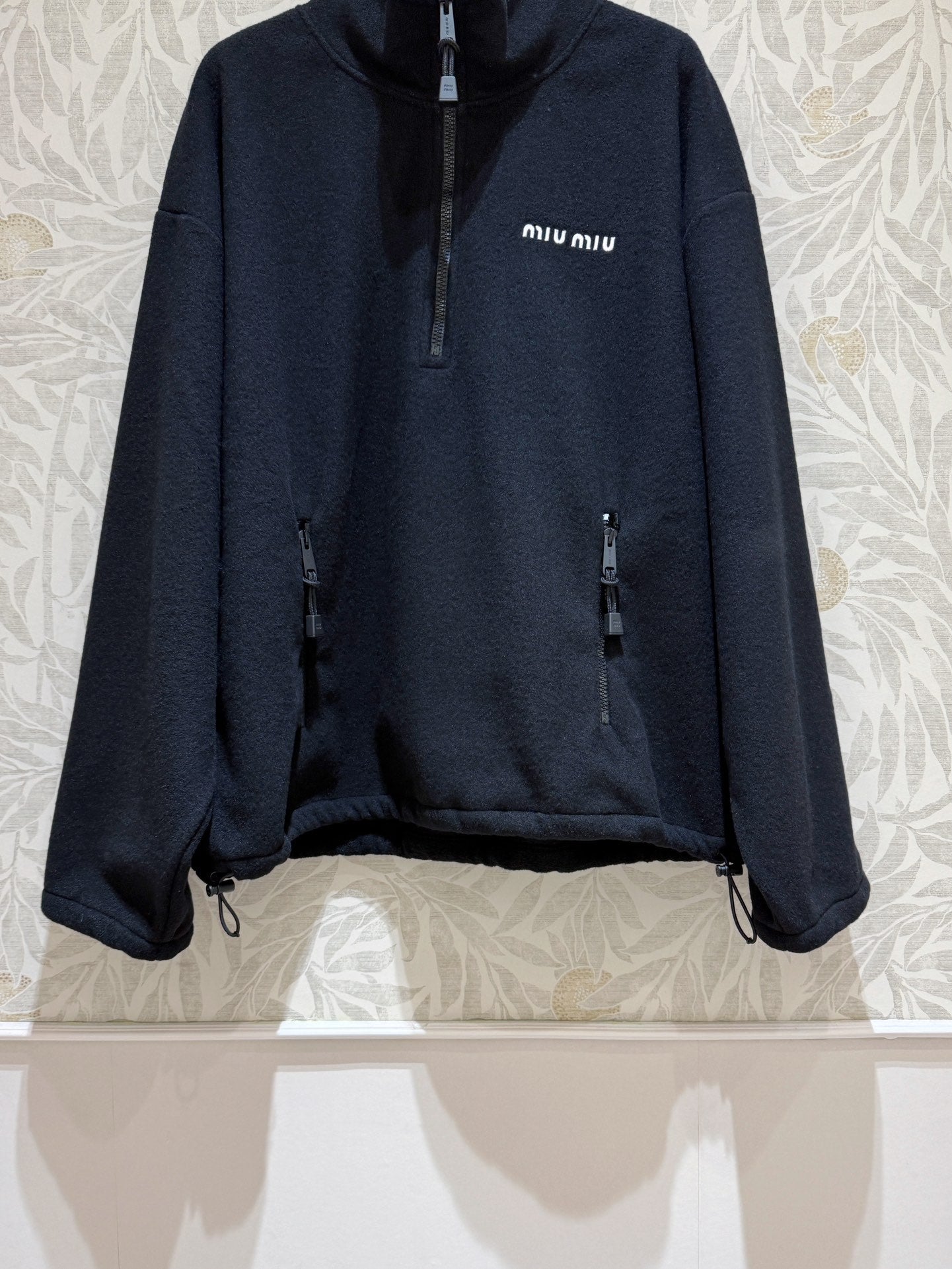 Miu Miu Half-pullover Sweatshirt Black Polyester