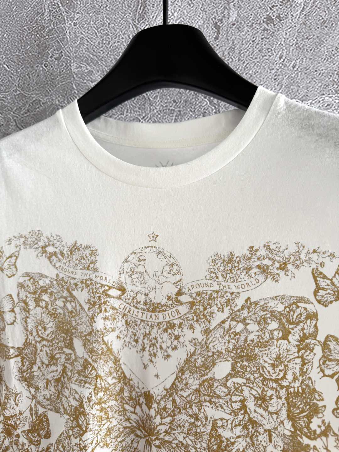 CD Butterfly T-shirt White mix Yellow Cotton Linen