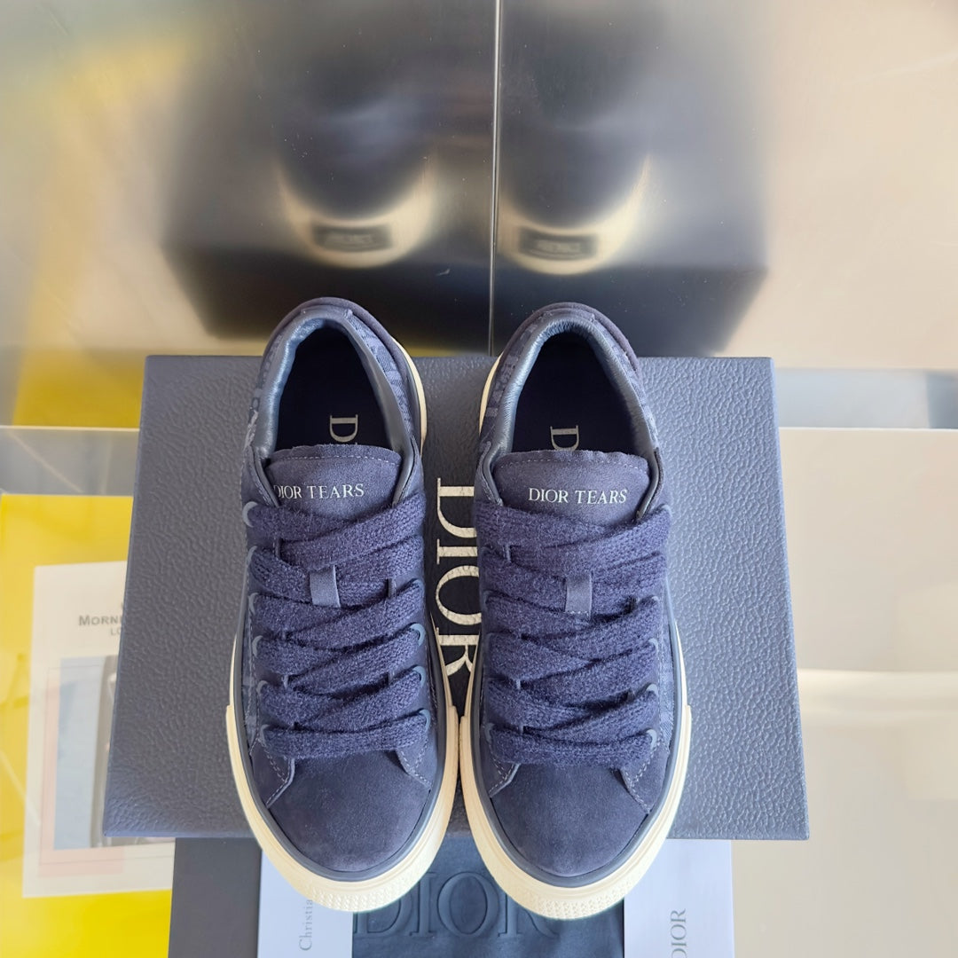 CD B33 Sneaker 40mm Charcoal Blue Monogram Suede