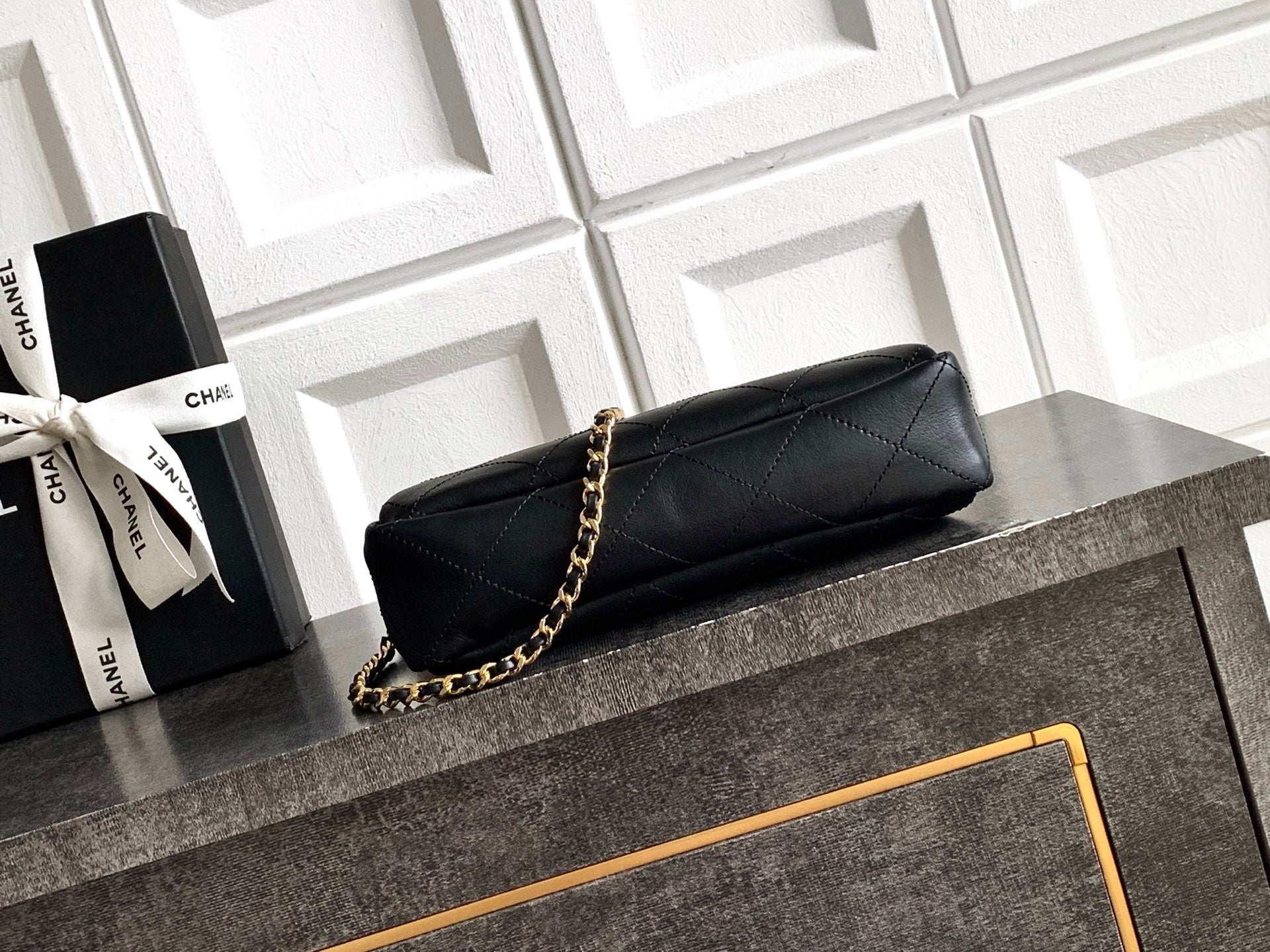 CC 26s Boho Mini Top Closure Bag Black Lambskin