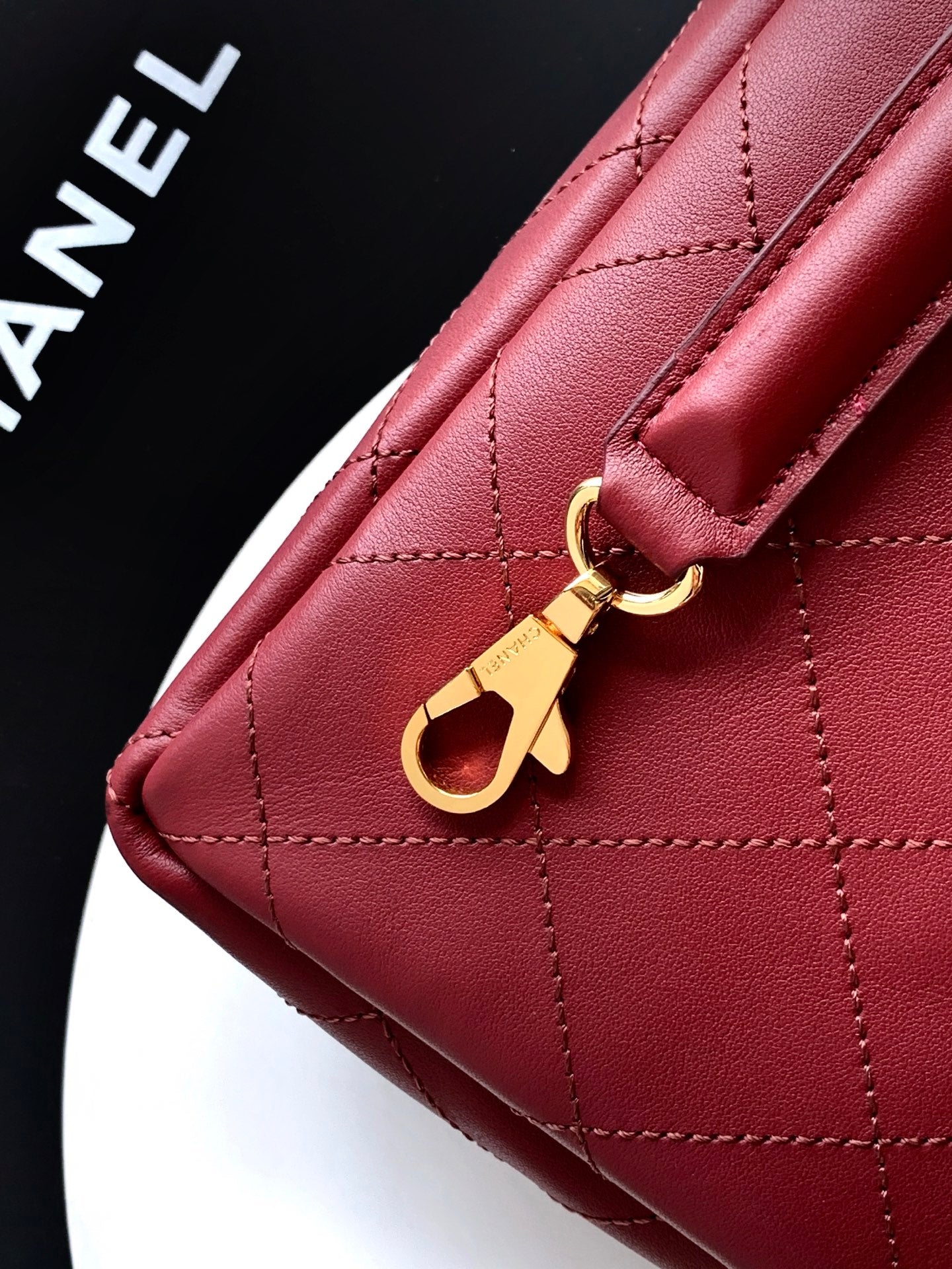 CC 26s Boho Mini Top Closure Bag Burgundy Lambskin