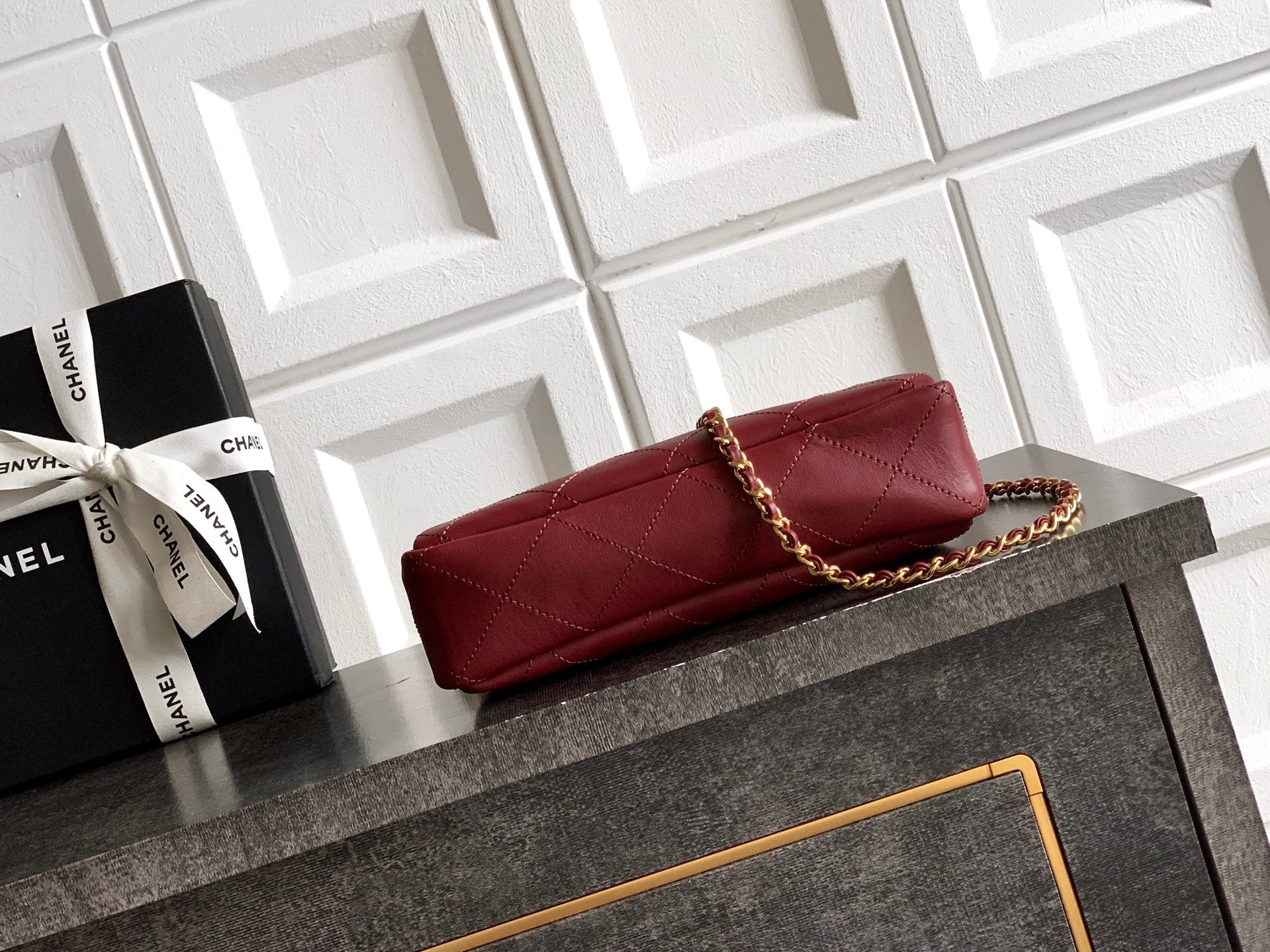 CC 26s Boho Mini Top Closure Bag Burgundy Lambskin