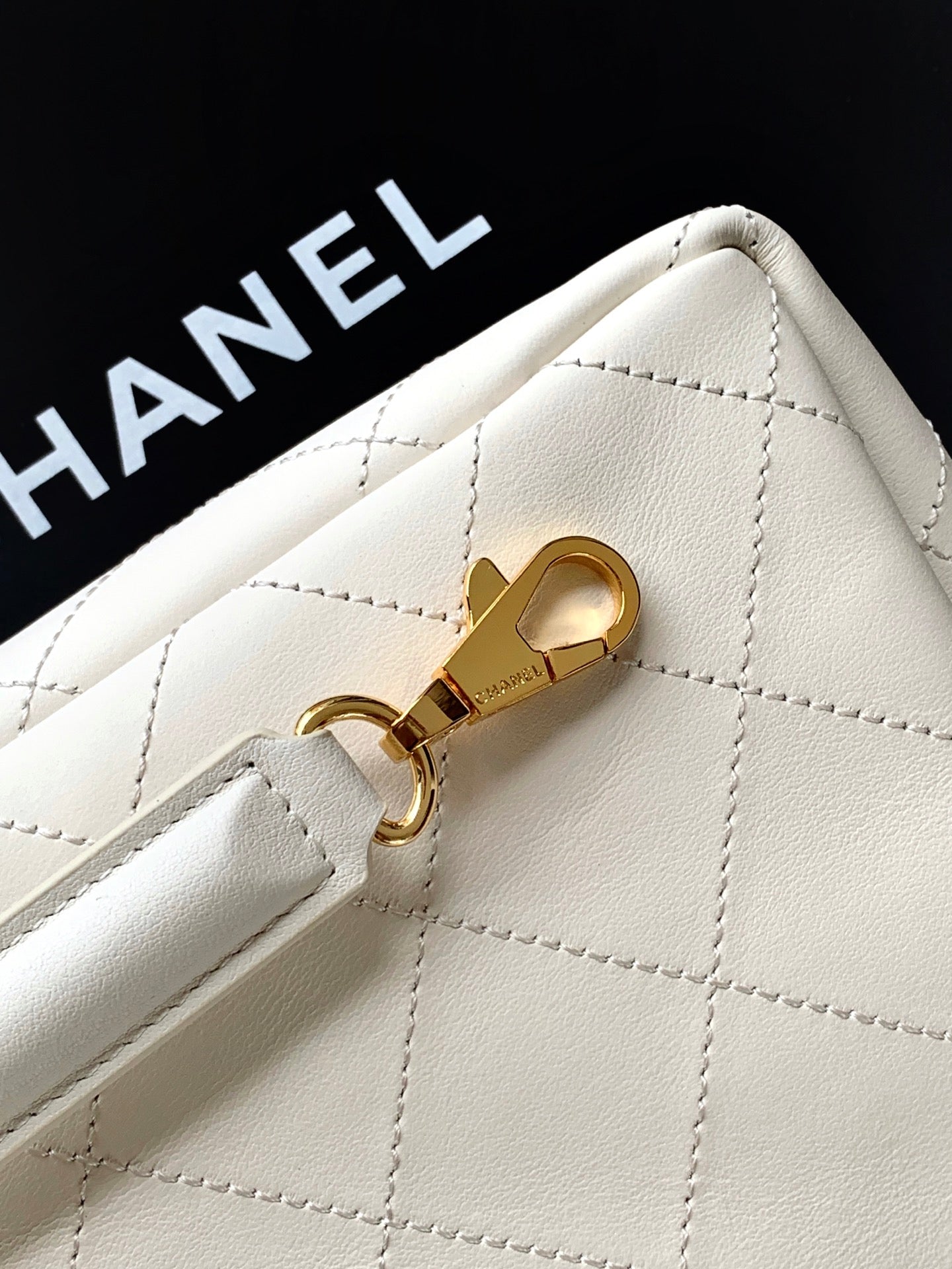 CC 26s Boho Mini Top Closure Bag White Lambskin