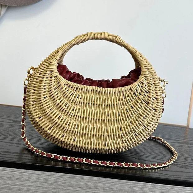 Chanel 2026 Structured Basket Bag Beige Wicker Leather