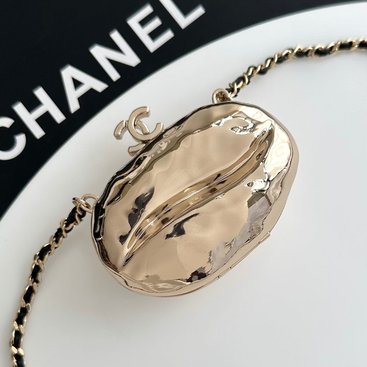 Chanel 2026 Pouch With Chain Strap 11cm Gold Hammered Metal